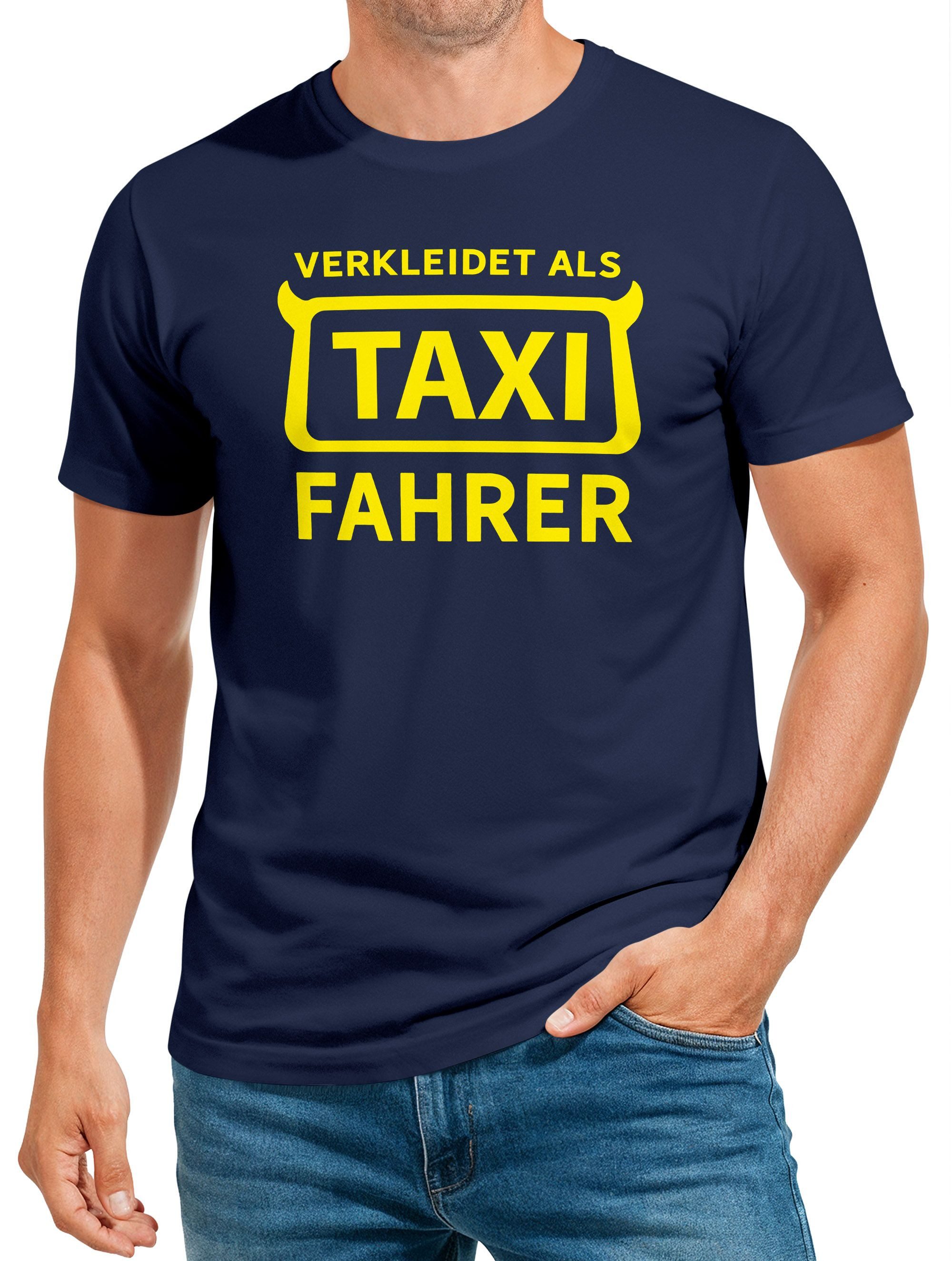 Print-Shirt Herren T-Shirt Fasching Karneval Verkleidung Taxifahrer