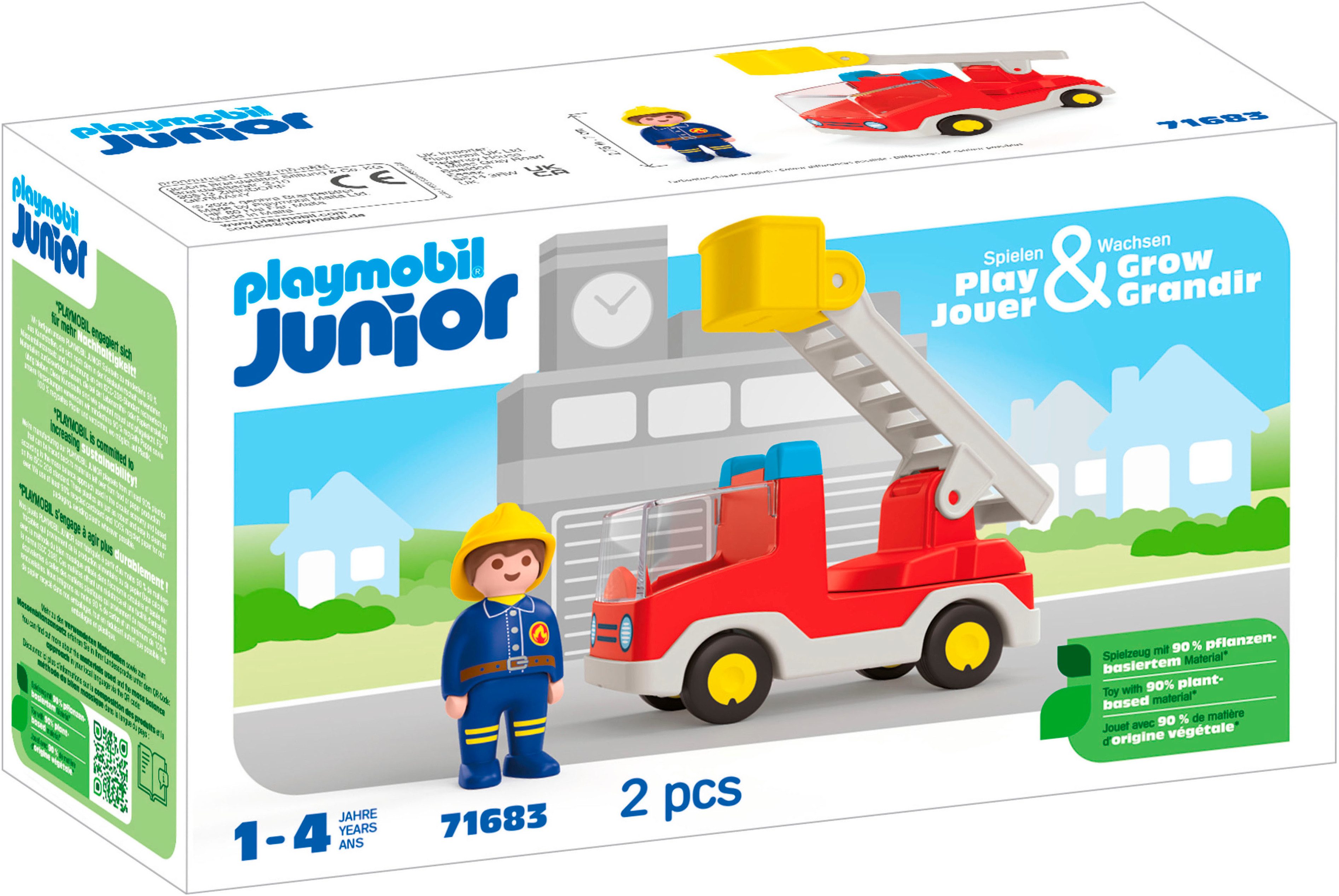 Playmobil® Feuerwehrleiterfahrzeug (71683), JUNIOR Konstruktions-Spielset, günstig online kaufen