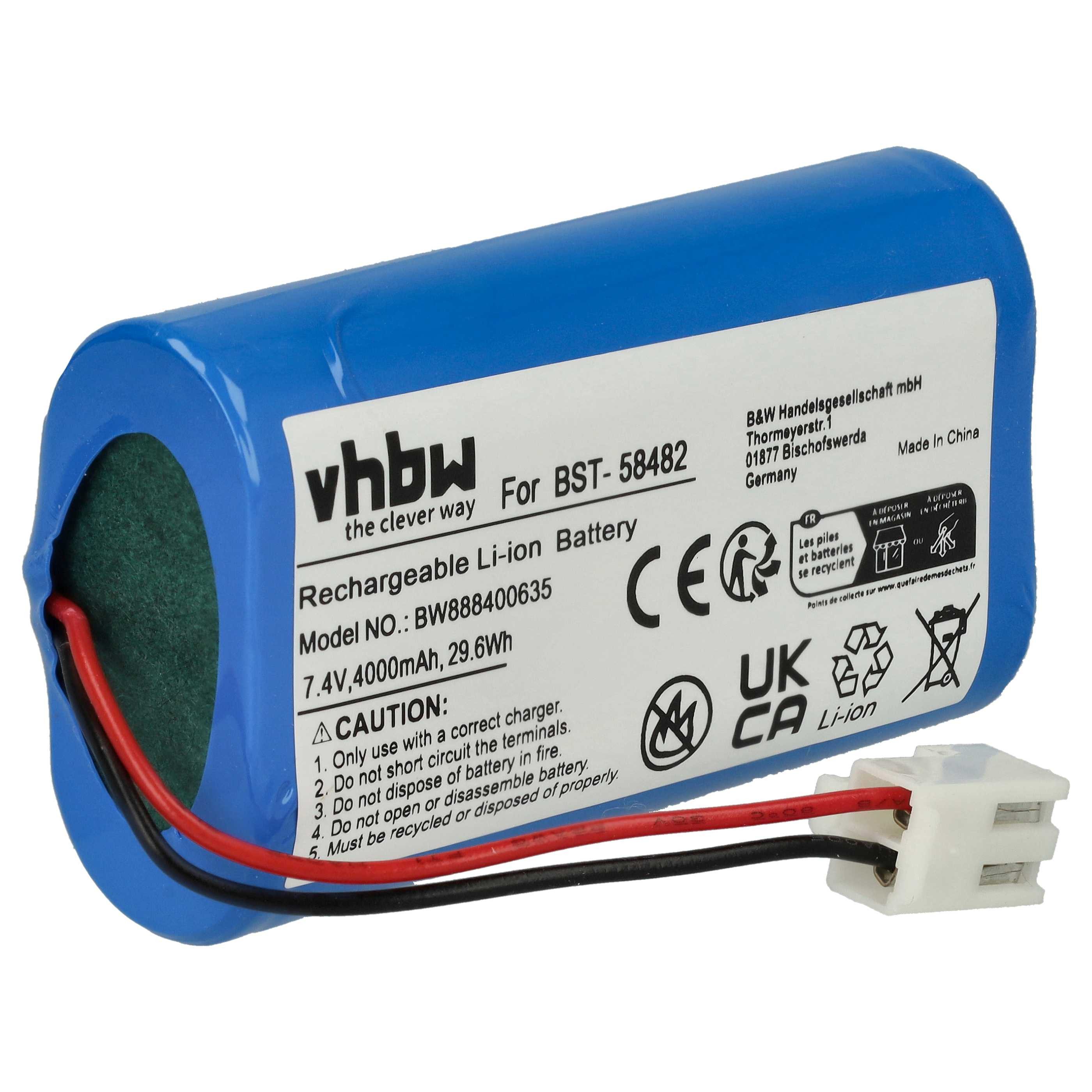 vhbw Akku Ersatz für Bestway BST-58482 für Poolsauger (4000 mAh, 7,4 V, Akku Akku Li-Ion 4000 mAh (7,4 V, 1 St), Leistungsfähiger Austausch-Akku für Poolsauger, Wiederaufladbar