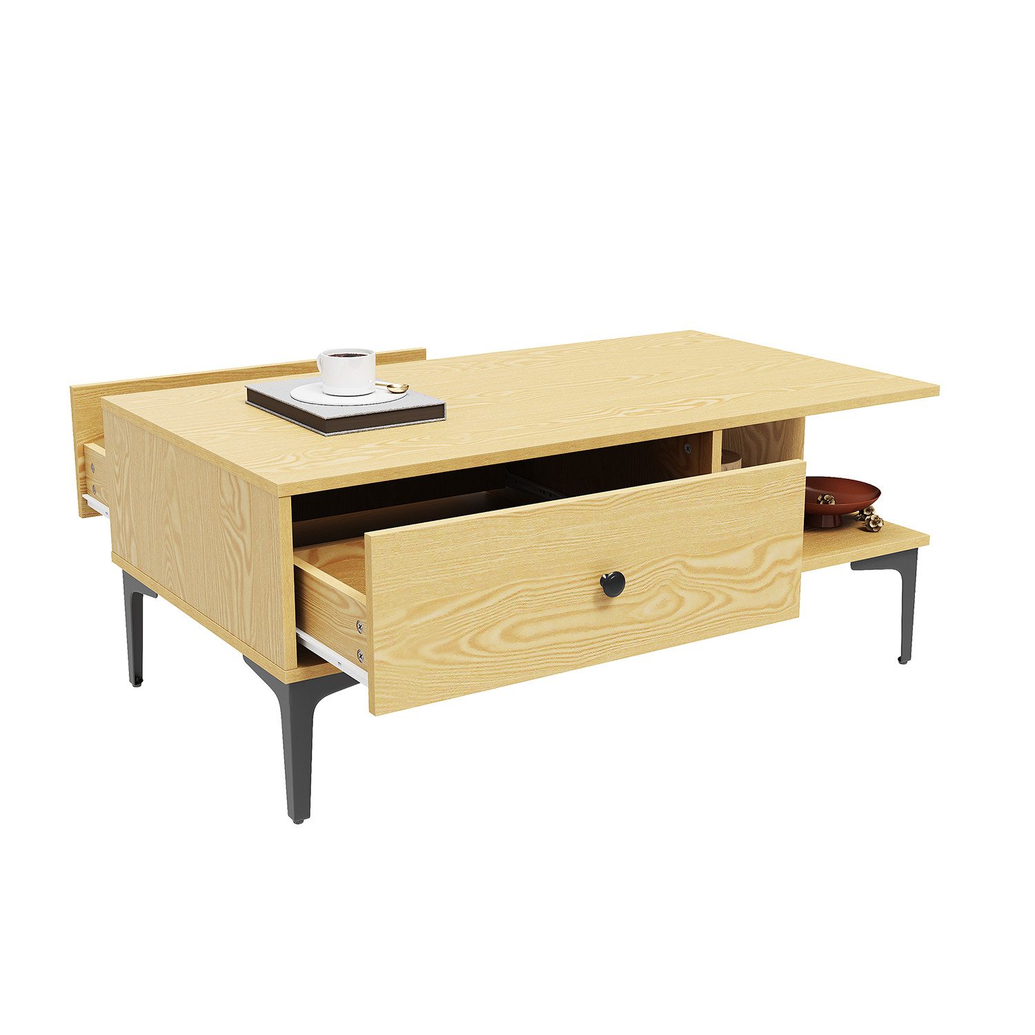 SONNI Couchtisch Eichenfarbener Couchtisch, vielseitig verwendbar