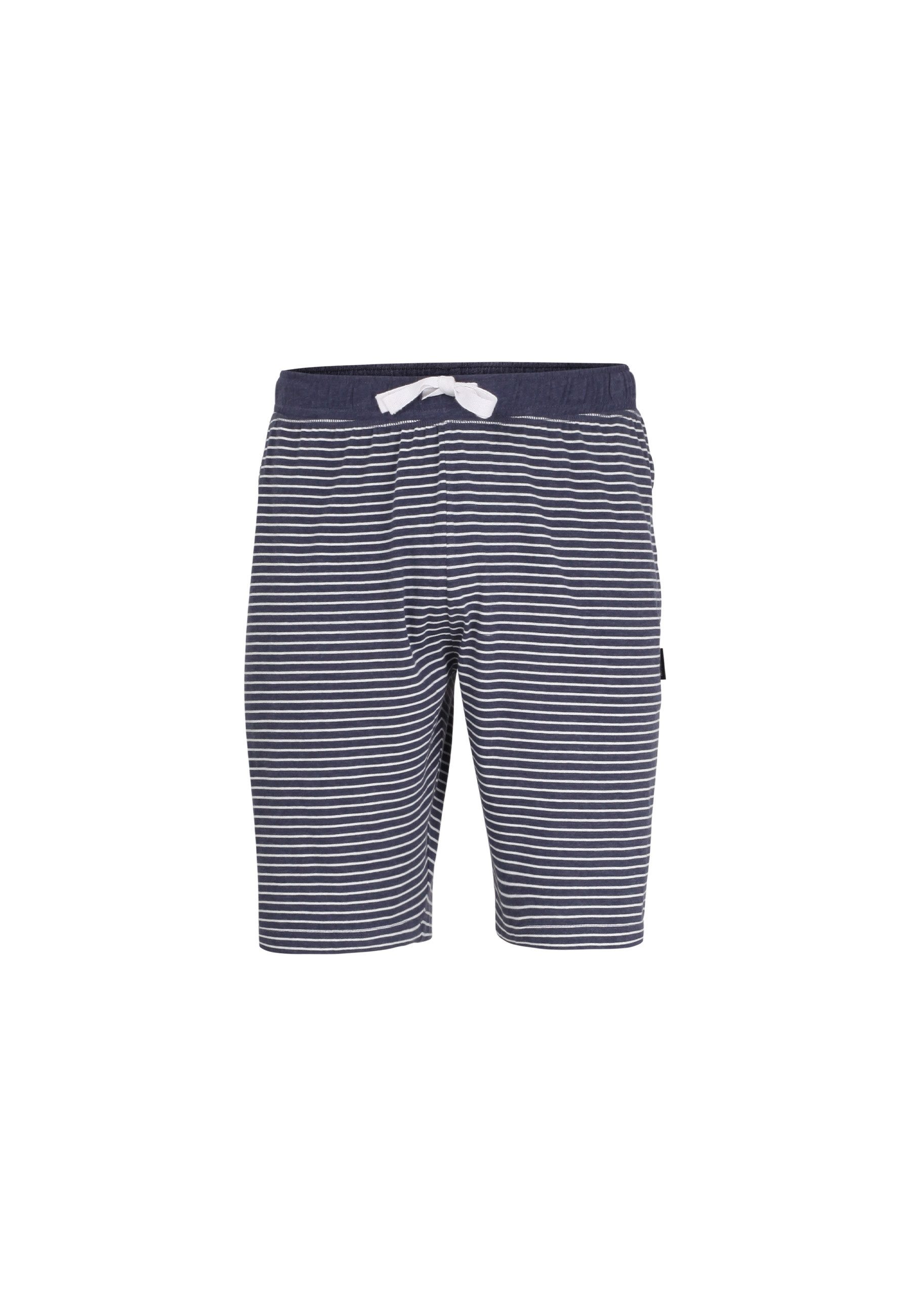 Schlafhose CECEBA Herren Bermuda blau melange