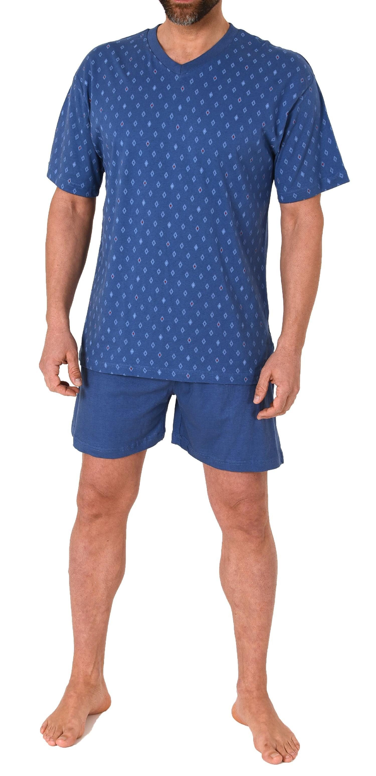 Normann Pyjama Herren Shorty Schlafanzug kurzarm mit V-Hals – 181 001