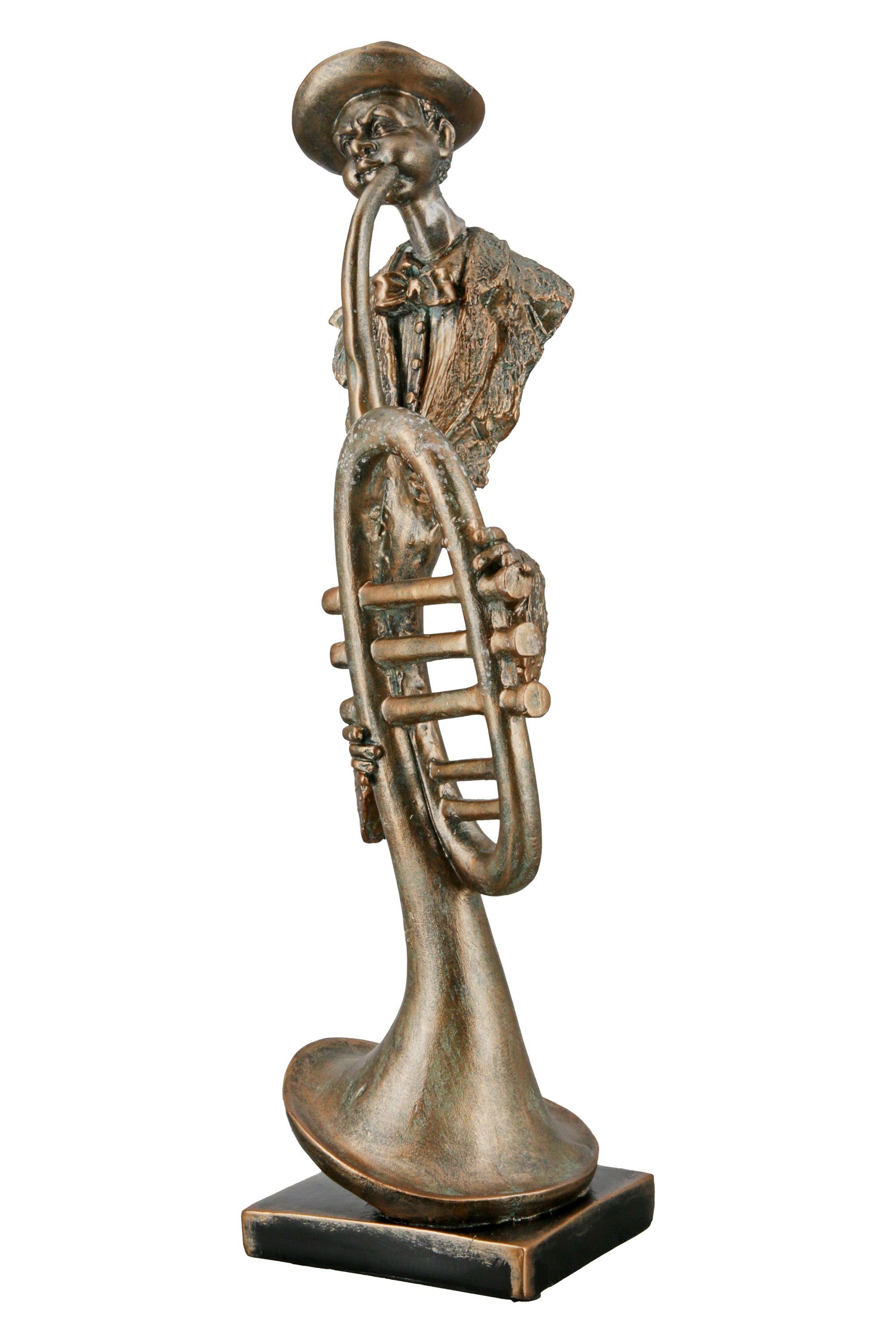 GILDE Dekofigur GILDE Skulptur Trompetenspieler - gold - H. 43cm x B. 11cm