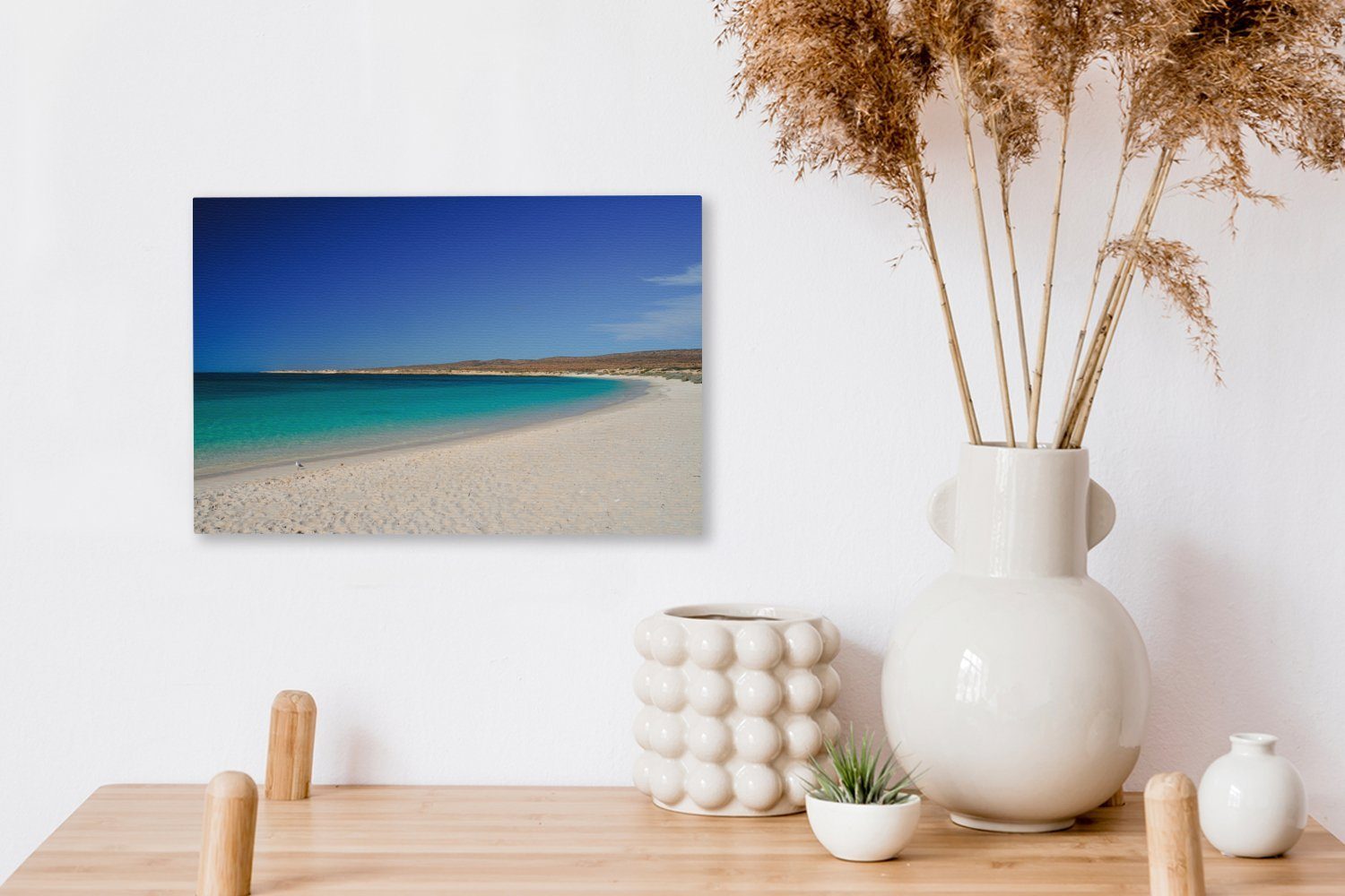 Perlweißer OneMillionCanvasses® der St), (1 cm Strand Wanddeko, und Meer an Coast, Wandbild 30x20 blaues Leinwandbilder, Aufhängefertig, Leinwandbild Ningaloo