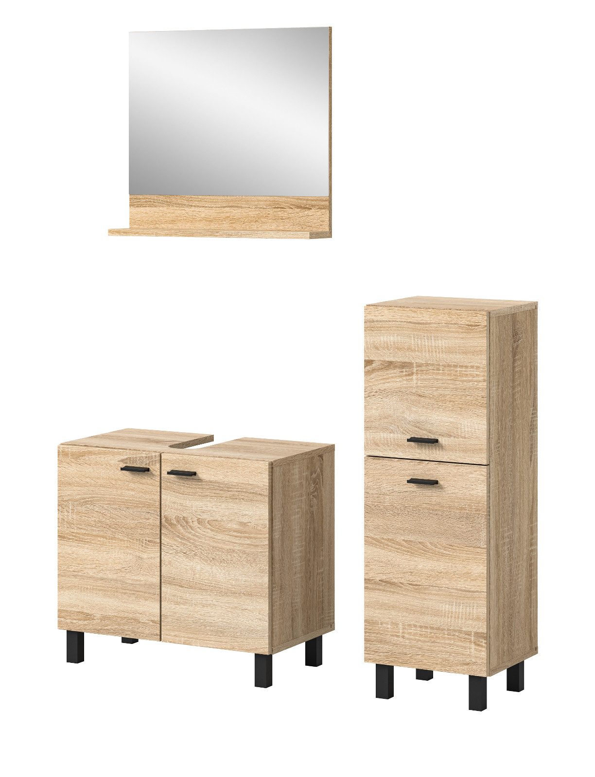 Inn.Furn Badmöbel-Set Lowell, (in Eiche Sonoma, 3-St., 102 x 186 cm), stehend oder hängend