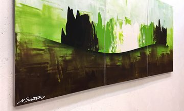 WandbilderXXL Gemälde Green Flames 150 x 70 cm, Abstraktes Gemälde, handgemaltes Unikat
