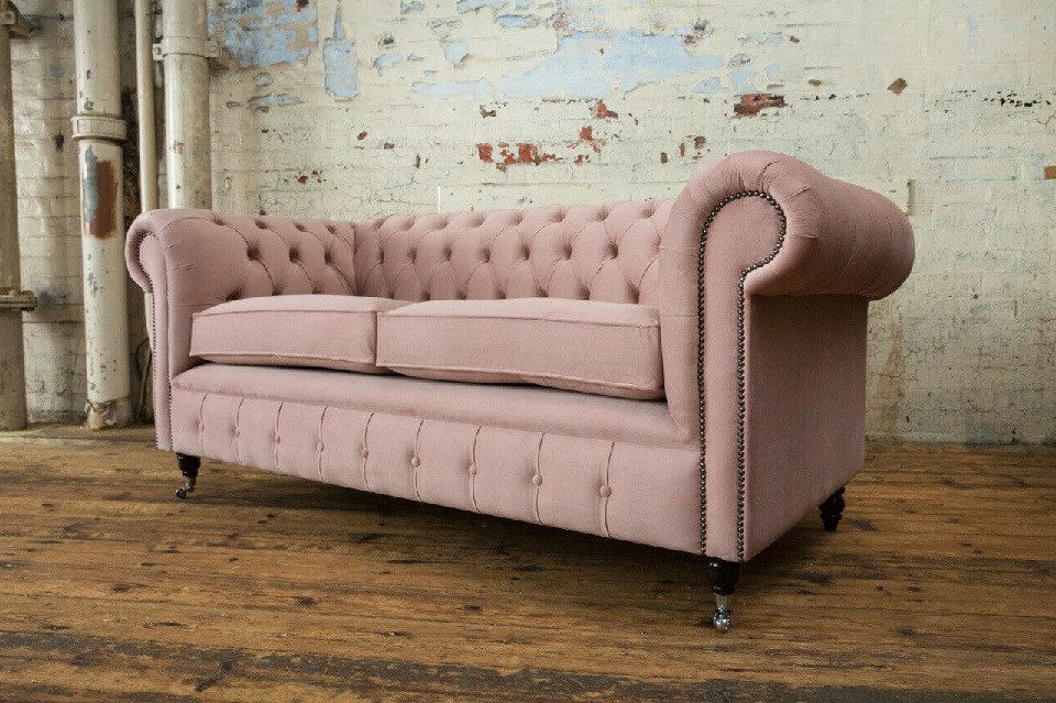 Xlmoebel Chesterfield-Sofa Chesterfield Couch mit 3 Sitzplätzen in Rosé im Design-Stil, 1 Teile, Hergestellt in Europa
