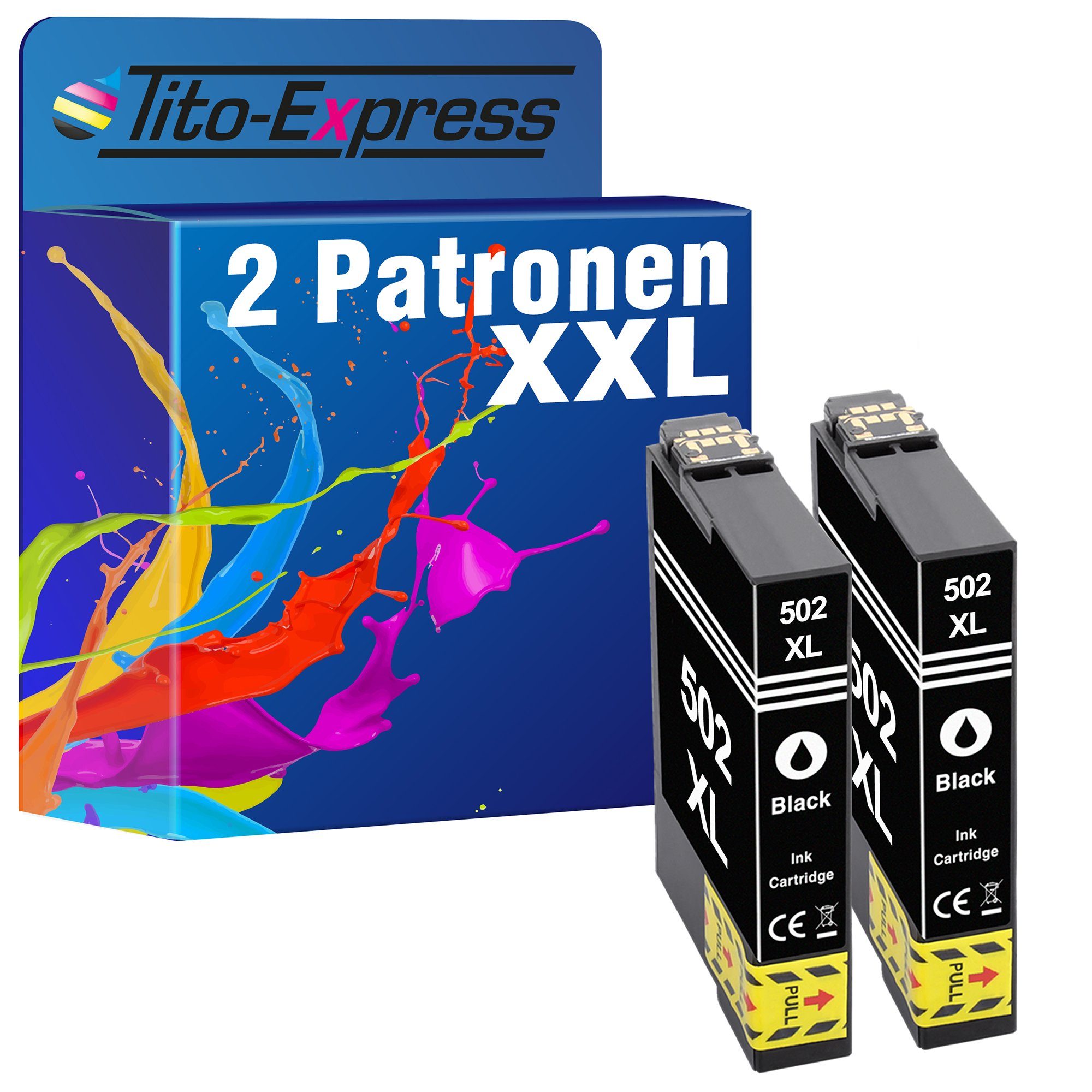 Tito-Express 2er Set ersetzt Epson 502 XL 502XL Black Tintenpatrone (Doppelpack, für WF-2860 WF-2860DWF WF-2865 DWF XP-5100 XP5100 XP-5105 XP5105) | Tintenpatronen