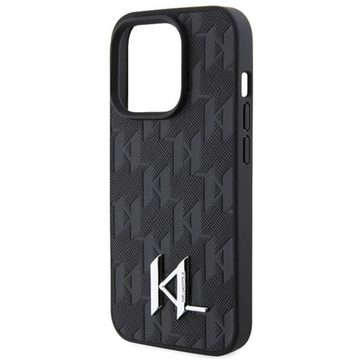 KARL LAGERFELD Smartphone-Hülle Karl Lagerfeld Apple iPhone 15 Pro Max Case Leder Monogram Stamp Metal