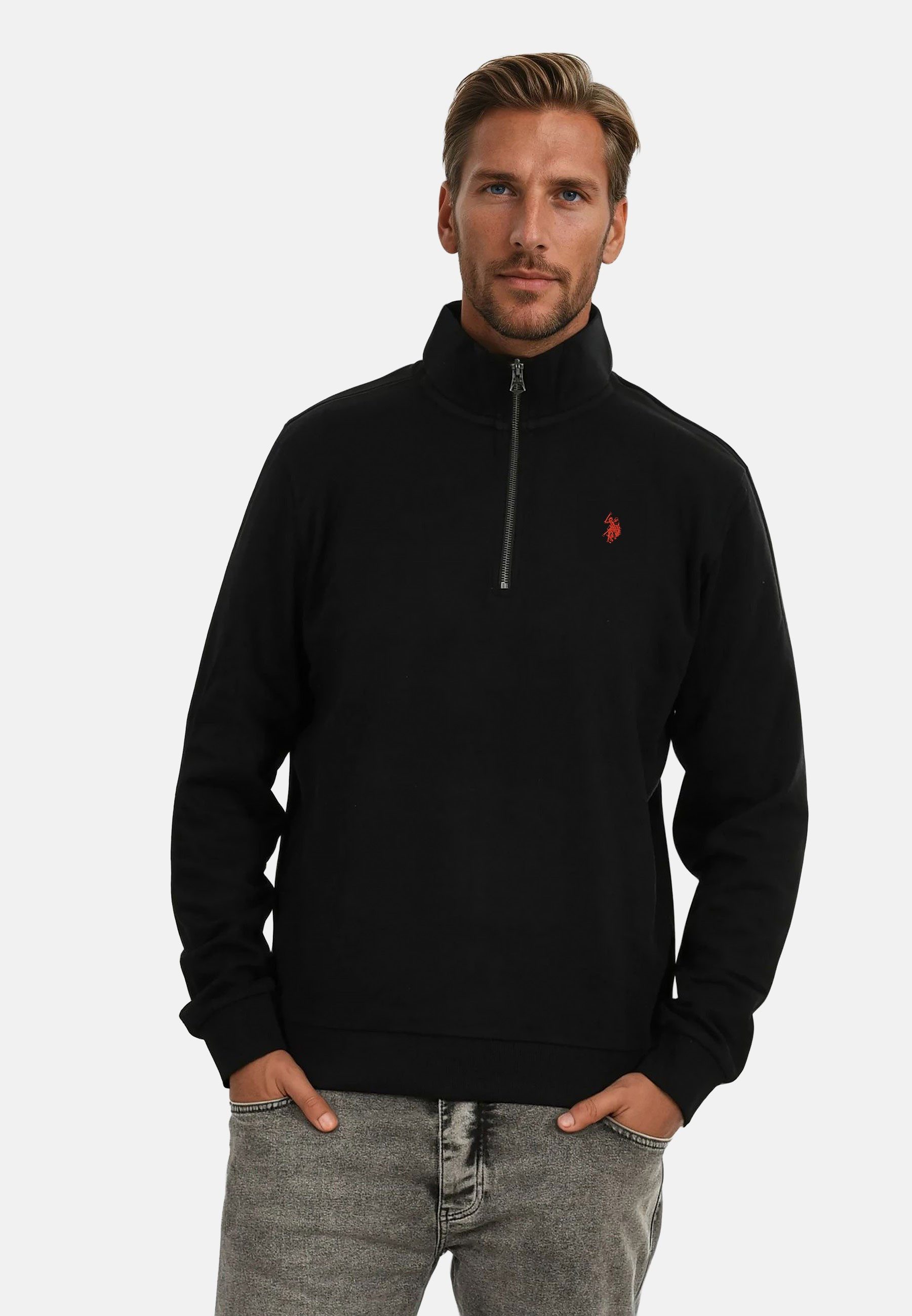 U.S. Polo Assn. Stehkragenpullover Stehkragenpullover USNiico – Herren Half-Zip Пуловеры mit Weiche Baumwollmischung, sportlich-elegantes Design und hoher Komfort