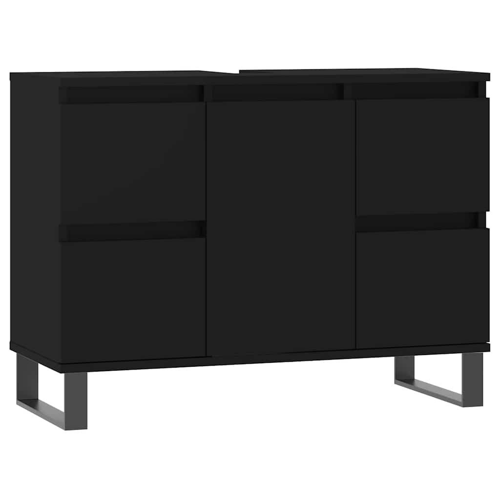 furnicato Waschtisch Badschrank Schwarz 80x33x60 cm Holzwerkstoff günstig online kaufen