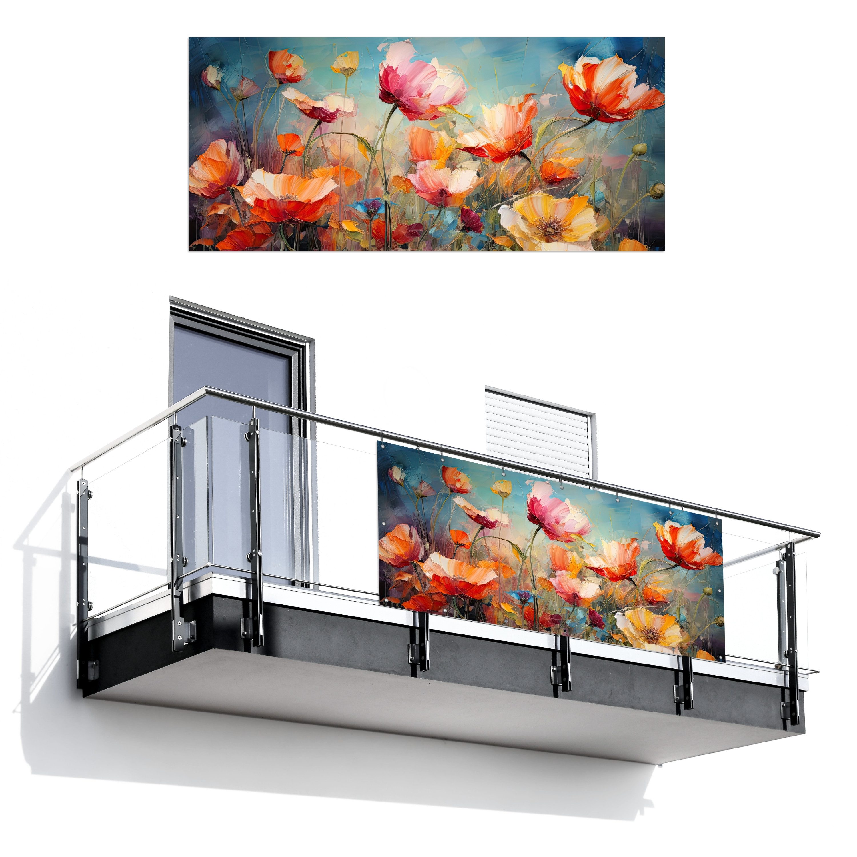 MuchoWow Balkonsichtschutz Blumen - Aquarell - günstig online kaufen
