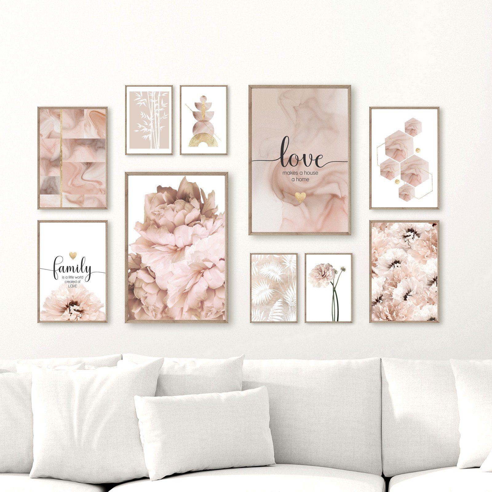 homestyle-accessoires Poster Изображения Set Wandbilder LOVE MAKES A HOUSE A HOME DIN A3/A4/A5, (10 St), Ohne Изображенияrahmen