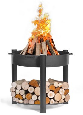 GMD Living Feuerschale MONTANA HIGH, (1-St), als mobile Feuerstelle / Lagerfeuer nutzbar, mit Holzaufbewahrung