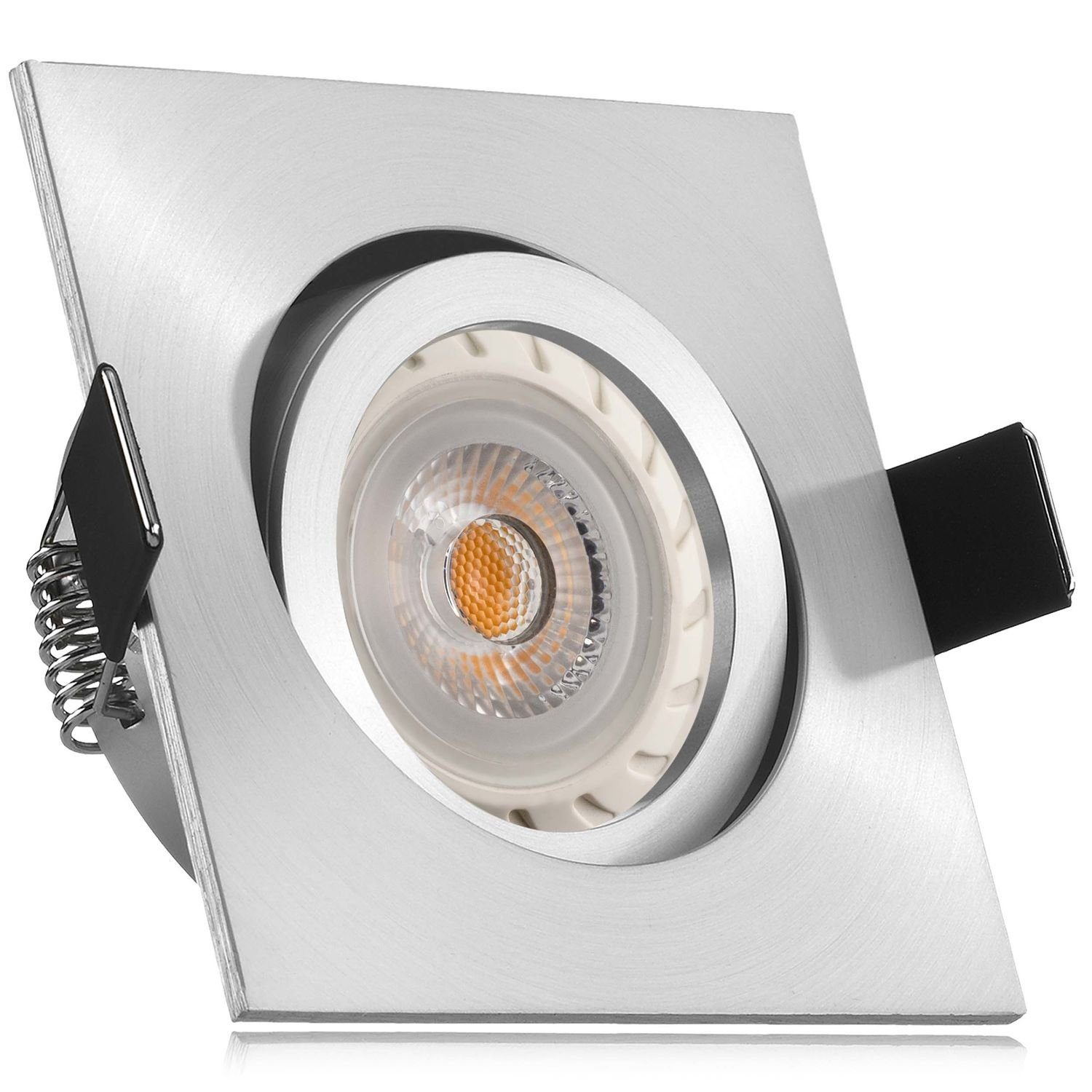 LEDANDO LED Einbaustrahler LED Einbaustrahler Set Aluminium matt mit LED GU10 Markenstrahler von
