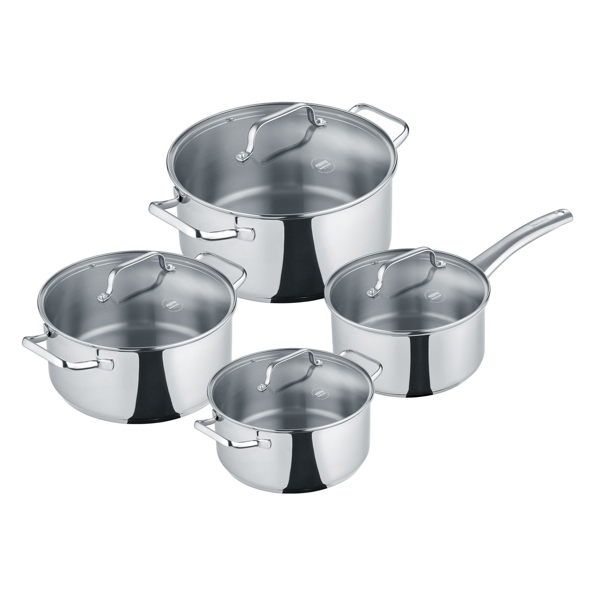 Berndes Topf-Set "b.urban", Edelstahl, 4-tlg, mit Innenskalierung und Glasdeckel, Edelstahl (4-tlg)