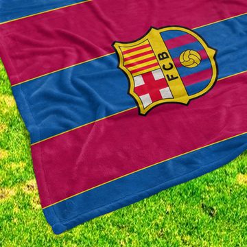 Wohndecke FC Barcelona Fußball 130 x 170 weich und kuschelig Fleecedecke, BERONAGE