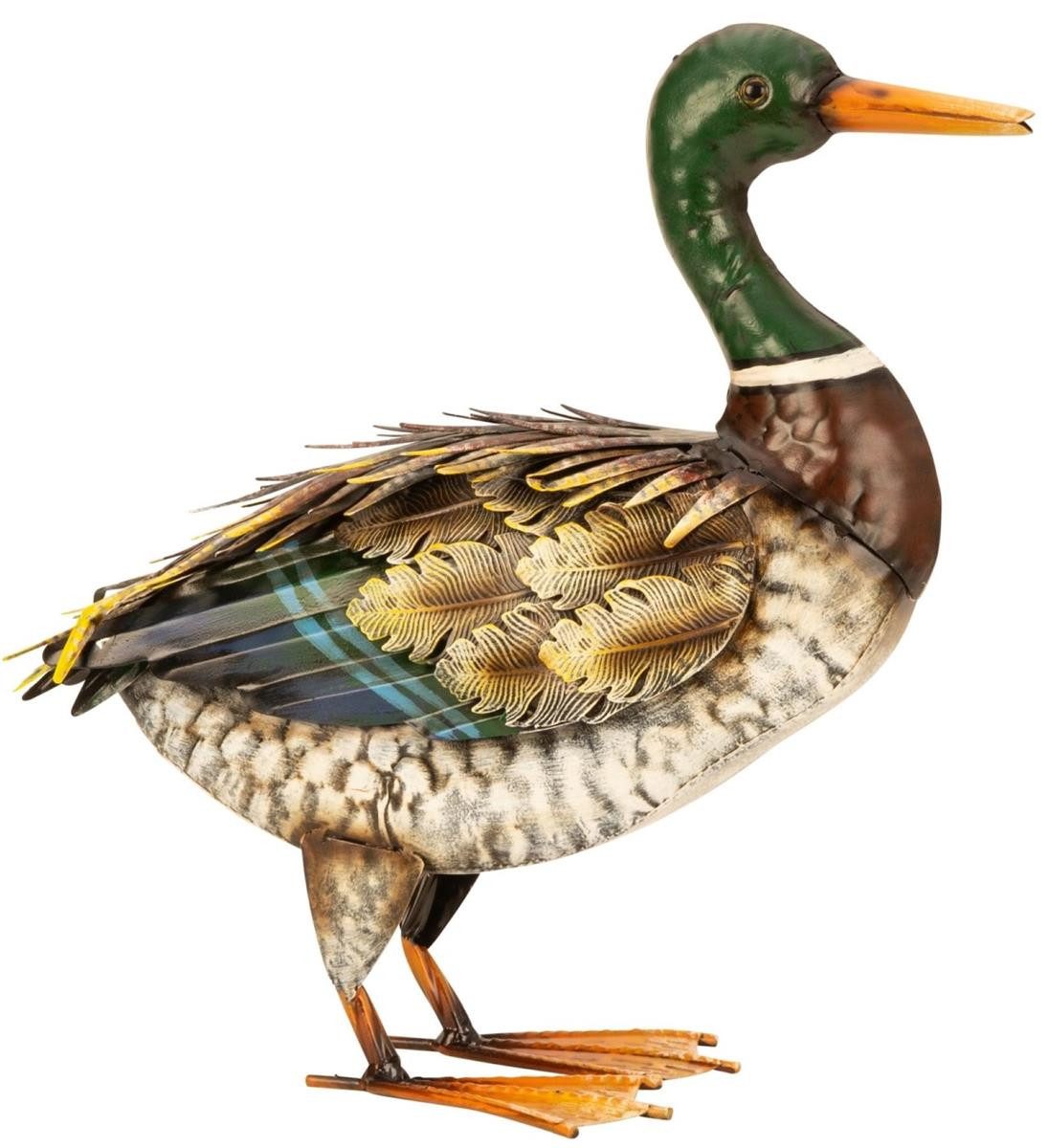 Geschenkestadl Tierfigur Ente Metall steht 35cm Tierfigur Bauernhof Hof Garten Teich Dekoration (1 St)