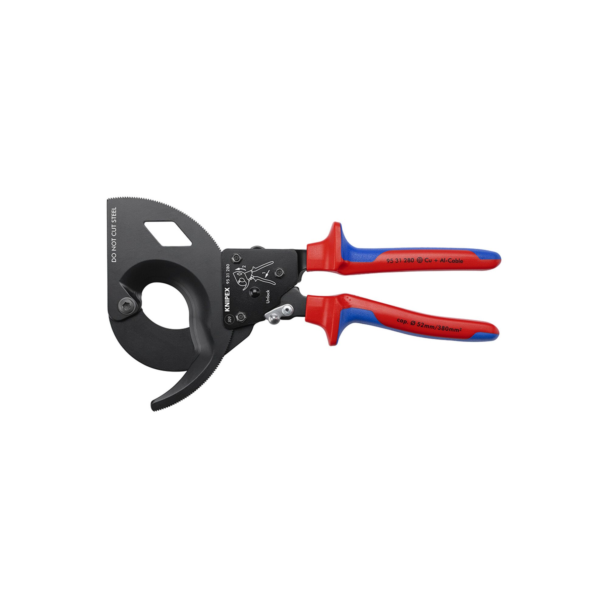 Knipex Seitenschneider KNIPEX 95 31 280 Kabelschneider (Ratschenprinzip) mit Mehrkomponenten-