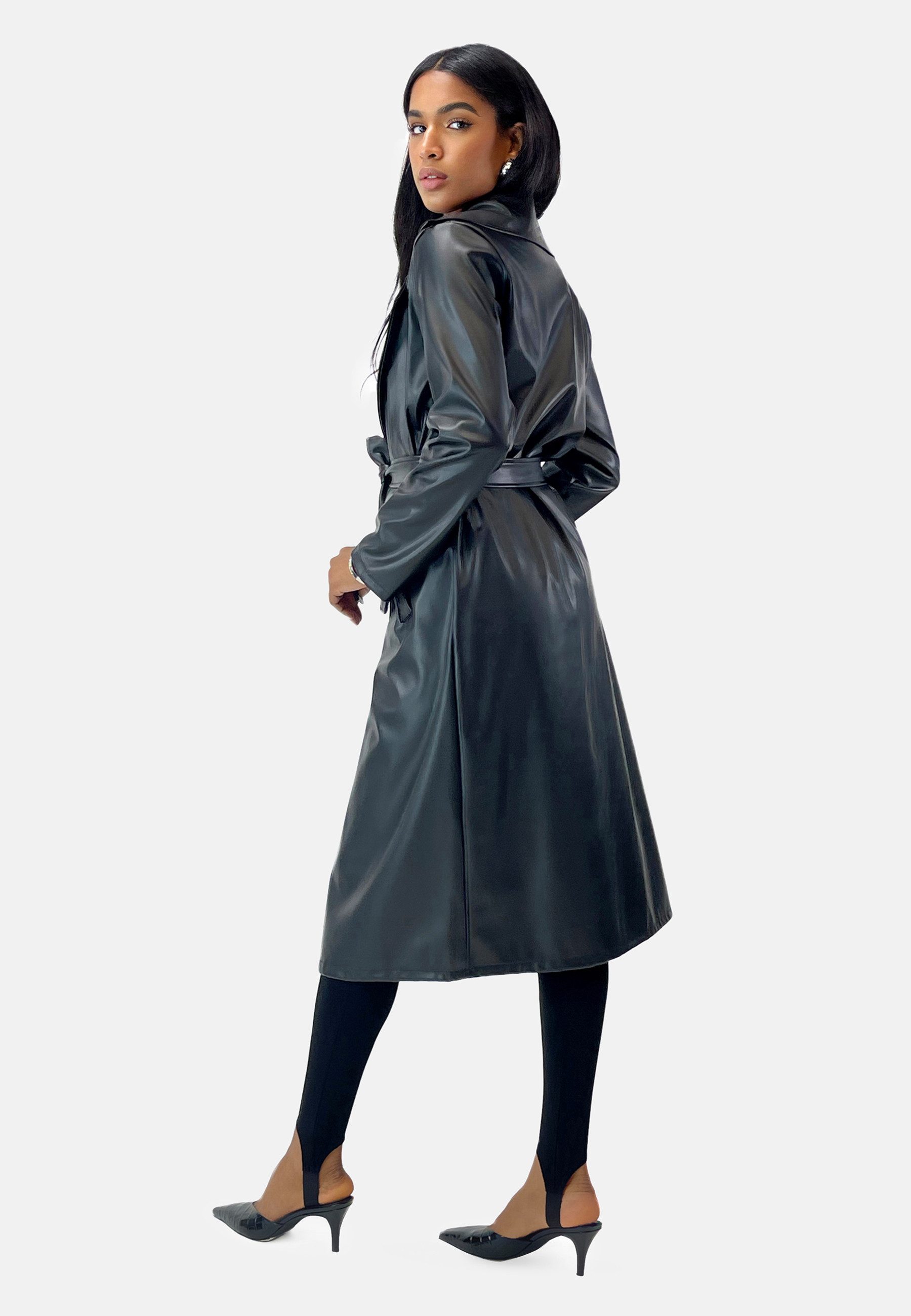 Elara Lederimitatmantel Elara Damen Trenchcoat (1-tlg) günstig online kaufen