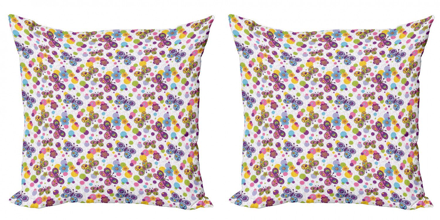 Kissenbezüge Modern Accent Doppelseitiger Digitaldruck, Abakuhaus (2 Stück), Schmetterling Leuchtende Flora Dots