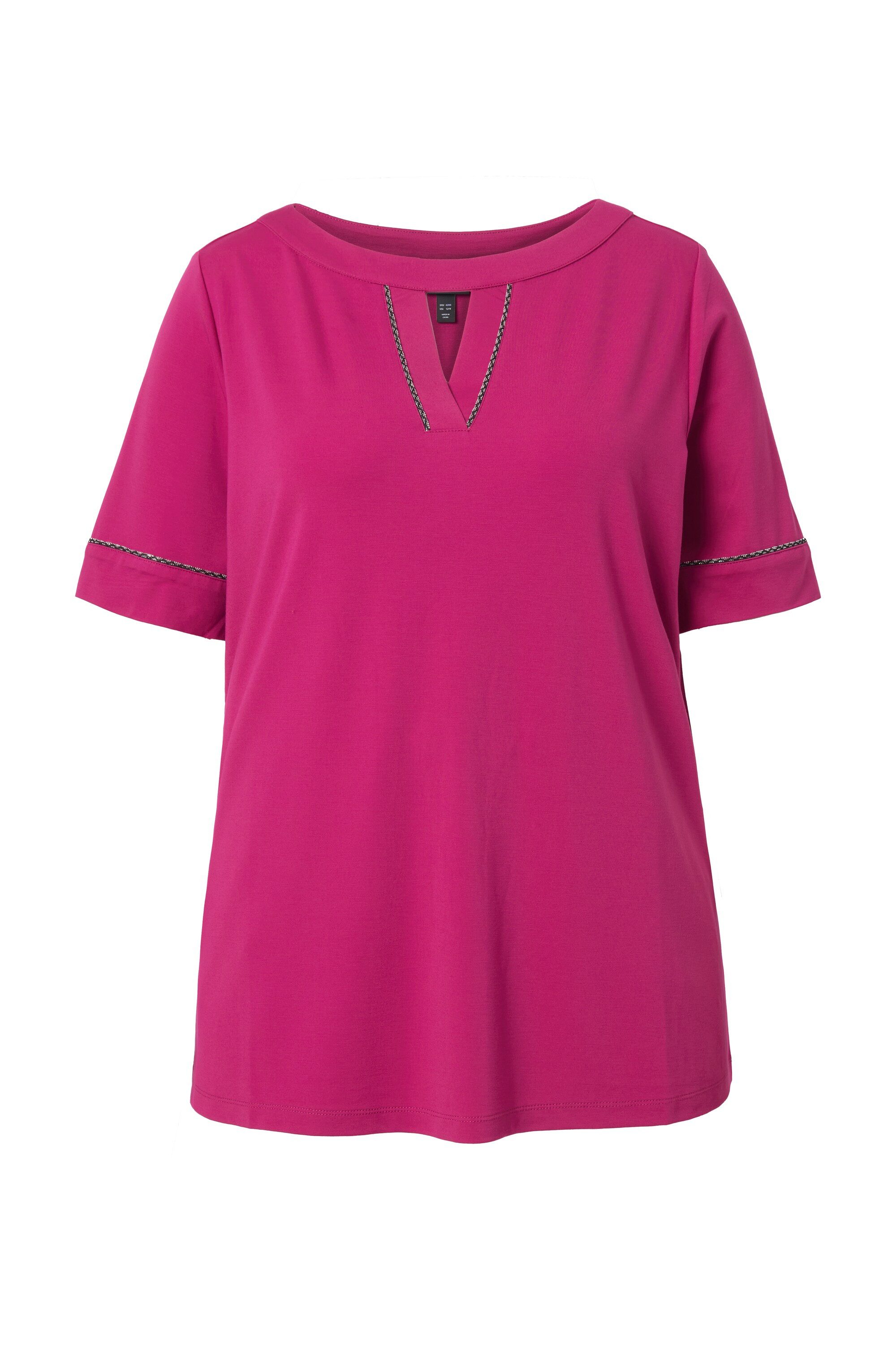 T-Shirt Punto-Shirt A-Linie Zierband U-Boot-Ausschnitt