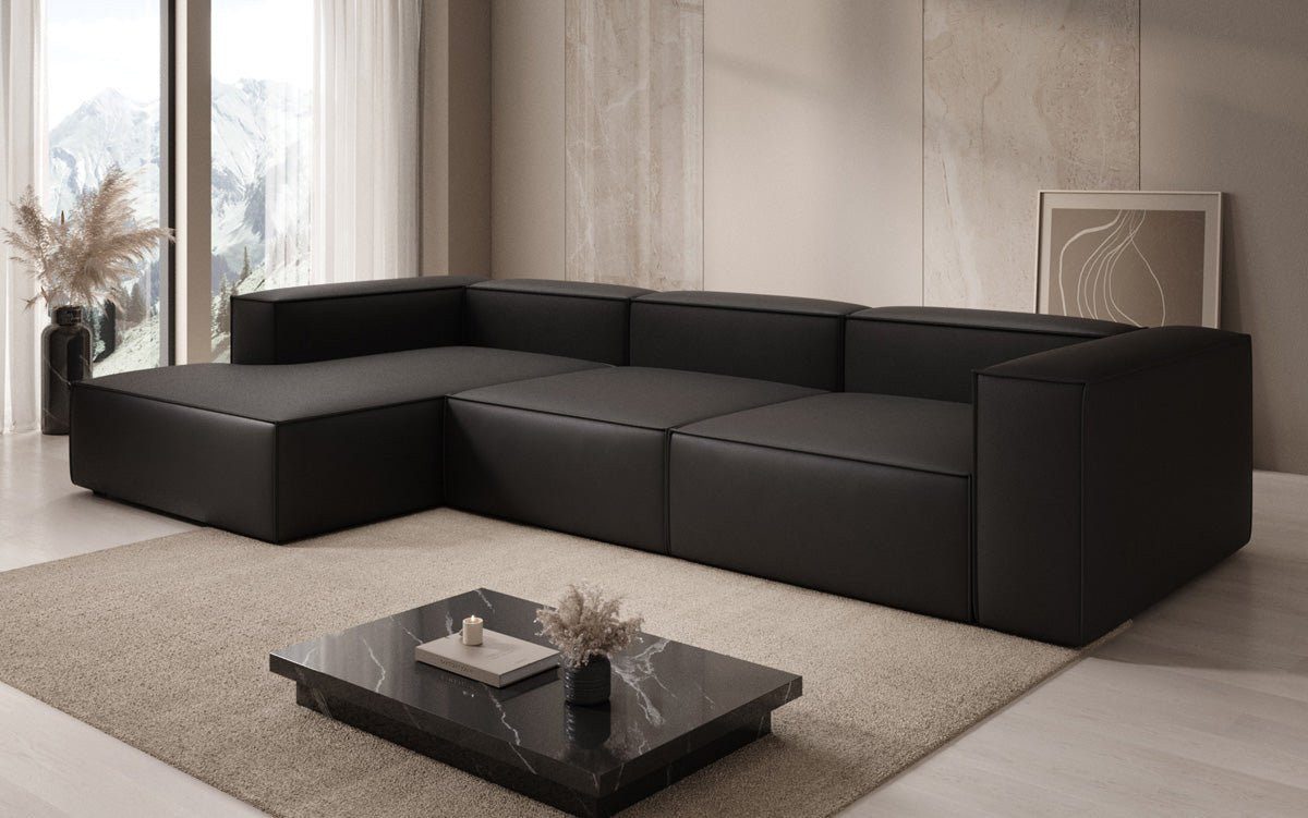 Luxusbetten24 Sofa Designer Sofa Lesley L, mit Bezug aus Echtleder