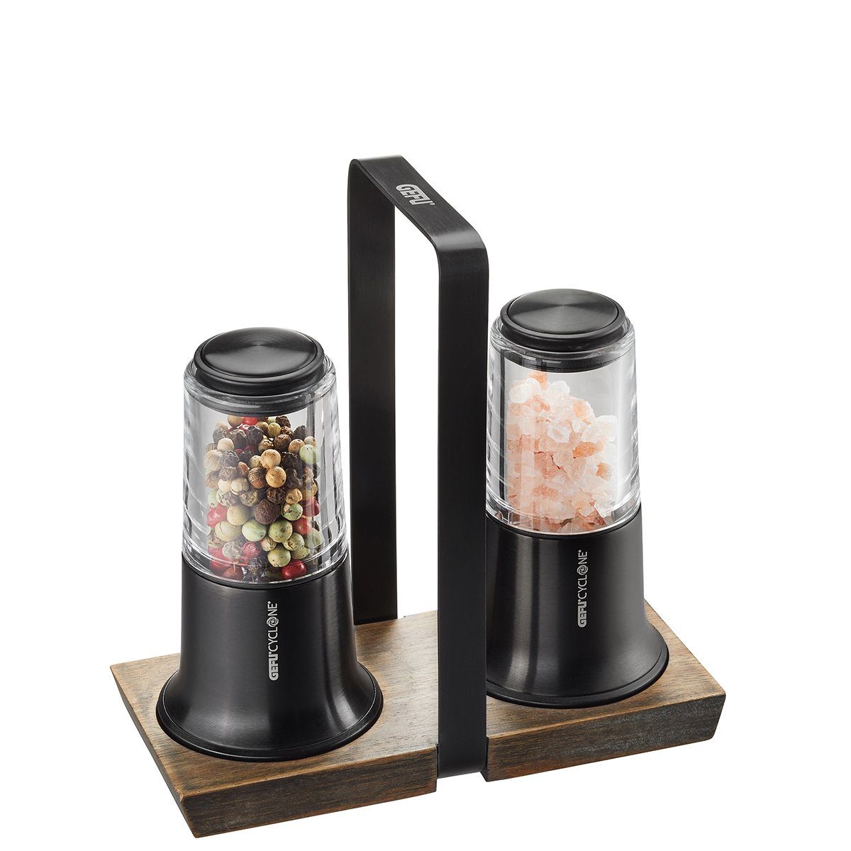 GEFU Salz-/Pfeffermühle Pfeffermühle Salzmühle X-PLOSION® 3tlg Set Schwarz