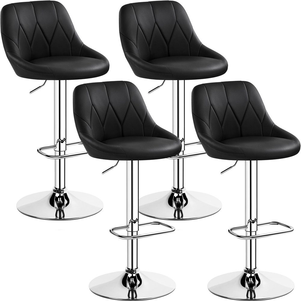 Yaheetech Barhocker (4 St), Verstellbare Sitzhöhe 61,5 cm - 83 cm Polsterhocker mit Fußstütze