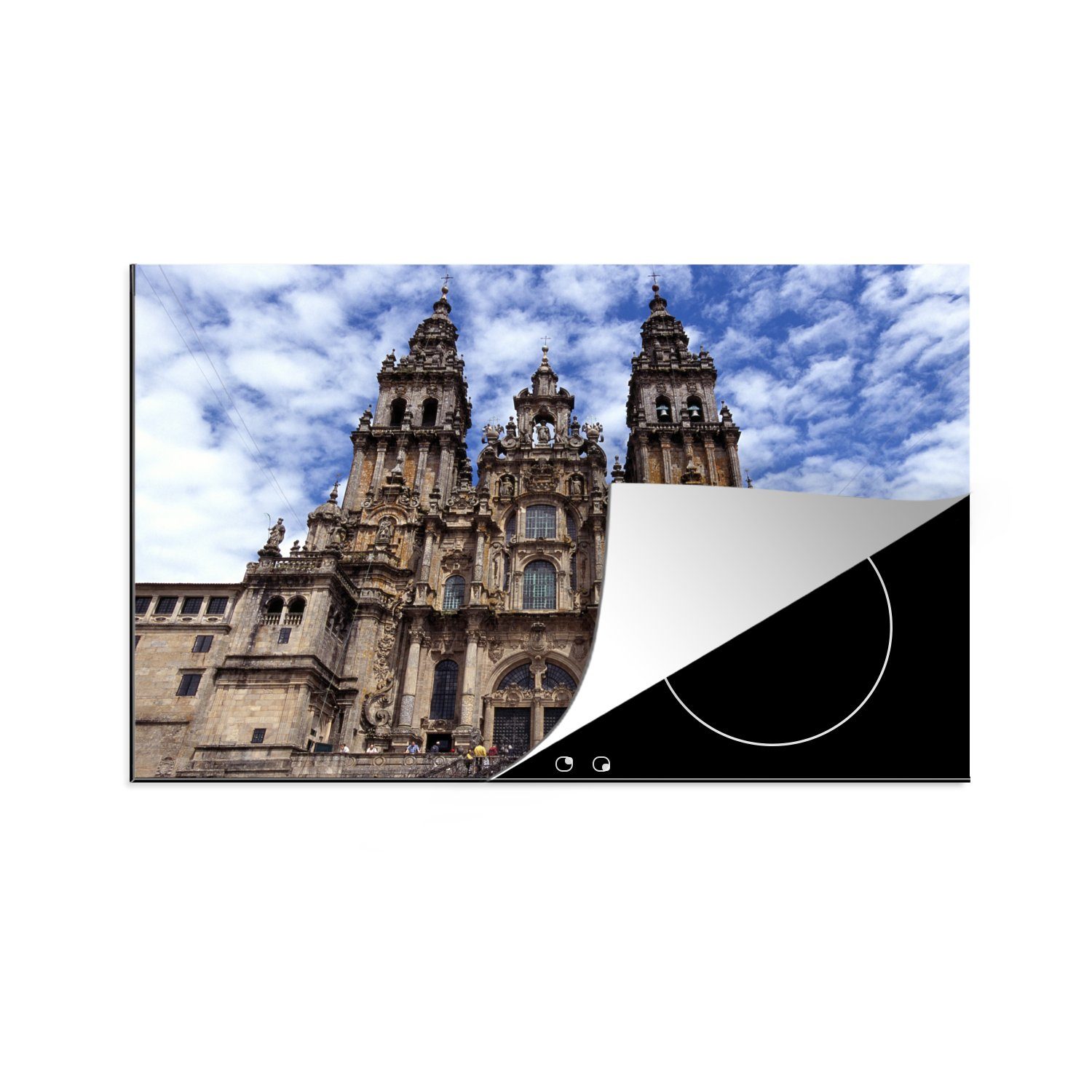 Kathedrale (1 von Santiago Vinyl, Schutz die 81x52 in de Compostela Herdblende-/Abdeckplatte Ceranfeldabdeckung MuchoWow cm, für Spanien, küche, Induktionskochfeld tlg), Die