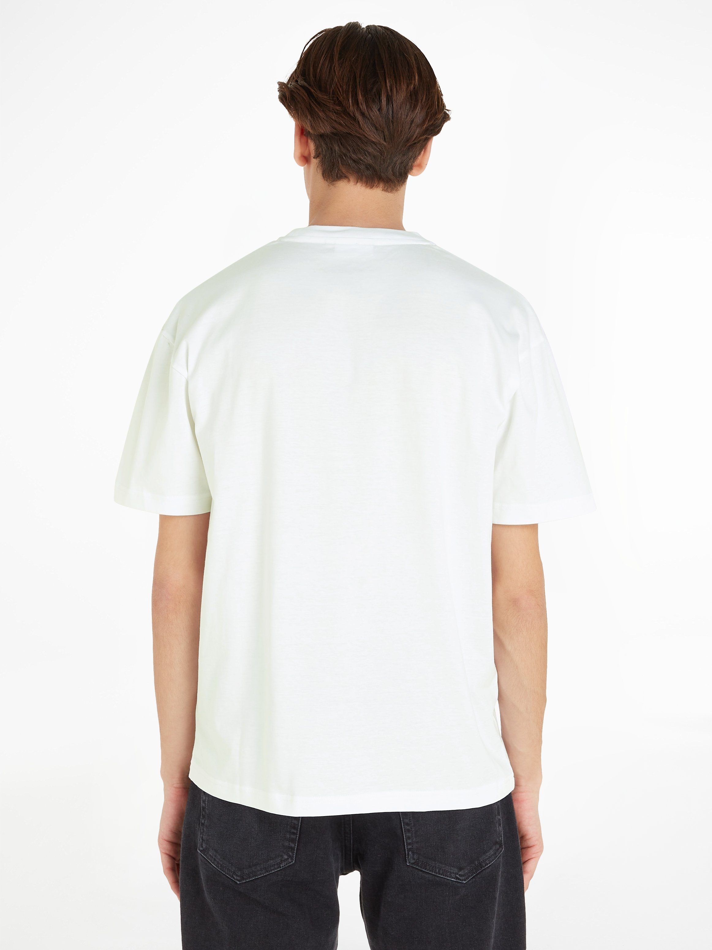 aufgedrucktem Markenlabel T-SHIRT Calvin LOGO White Klein COMFORT mit T-Shirt Bright HERO