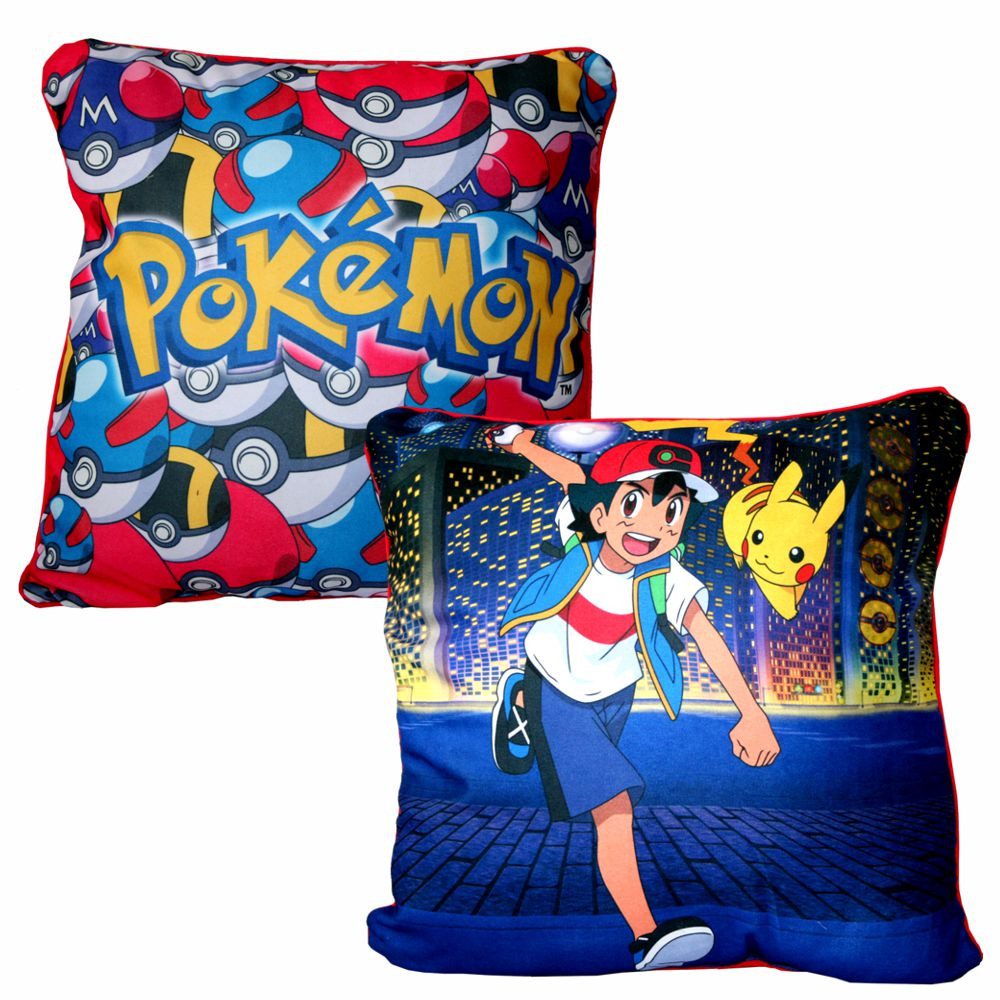 Dekokissen Ash & Pikachu Pokemon 40 x 40 cm Deko-Kissen Wende-Motiv