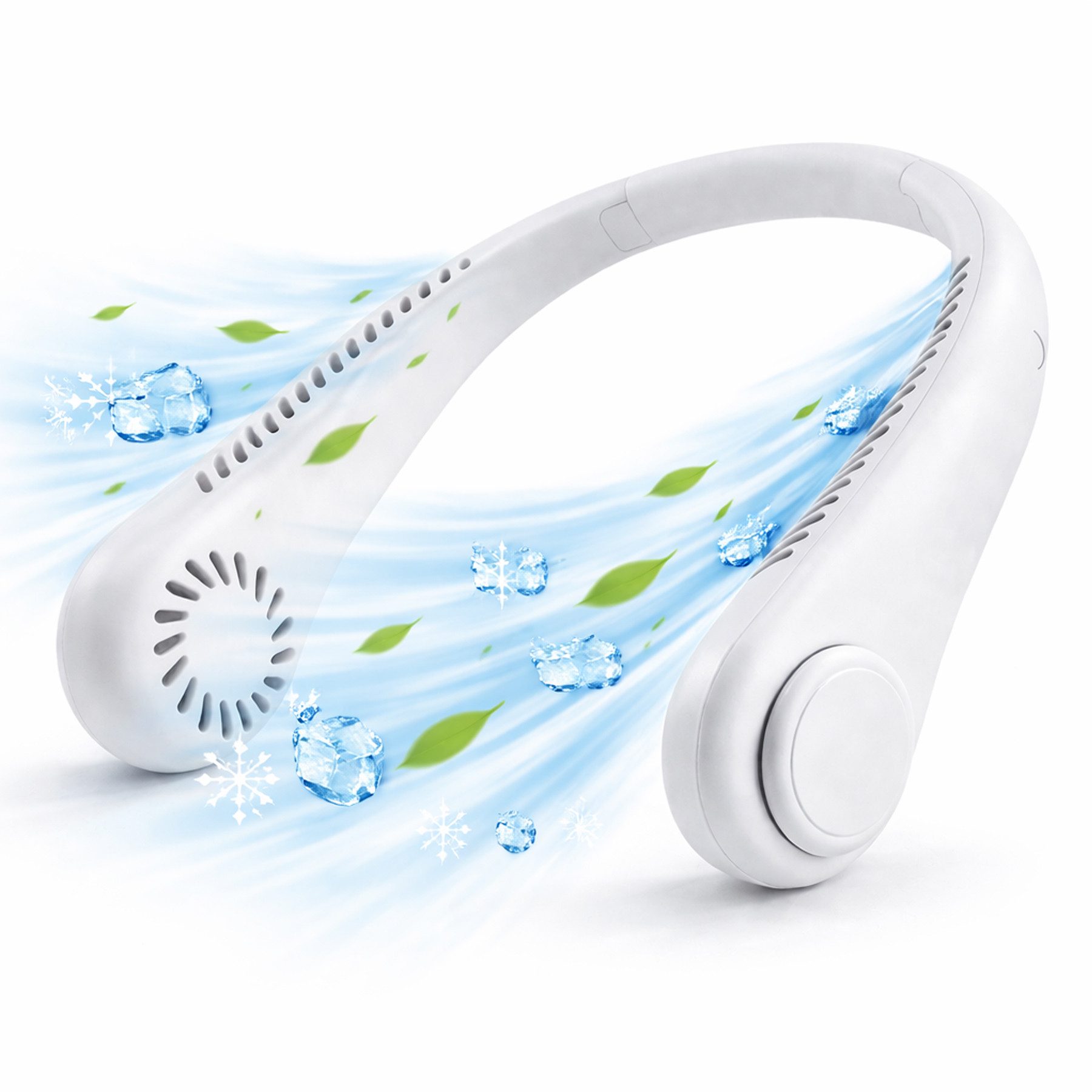 Senmudi Mini USB-Ventilator Tragbarer Nackenventilator, leiser Mini USB Halsventilator ohne Flügel, wiederaufladbarer Neck Fan mit 3 Stufen für Reisen, Büro und Outdoor