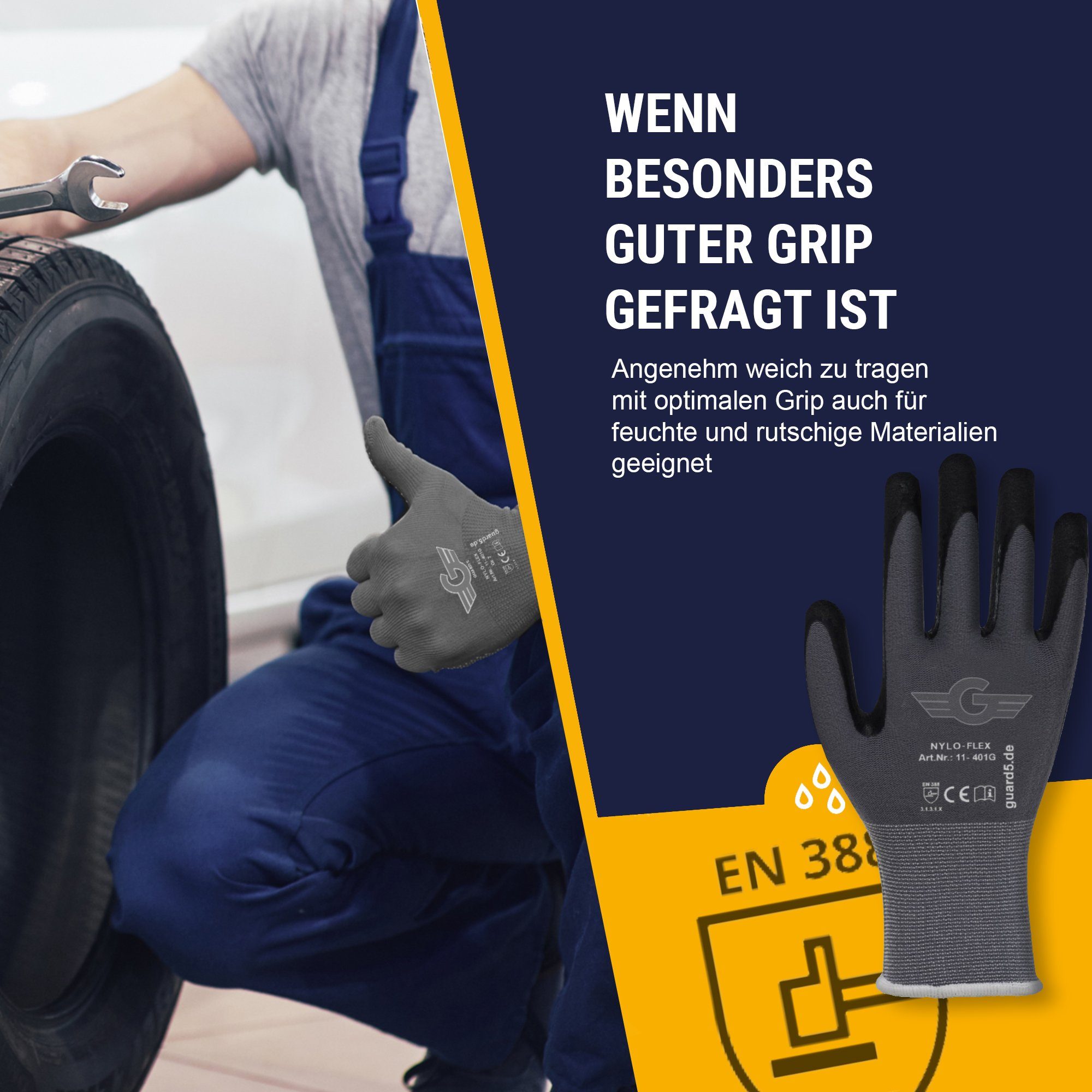 GUARD 5 Arbeitshandschuhe 5/12/24 Paar - geeignet für Bau, Montage, Gartena günstig online kaufen