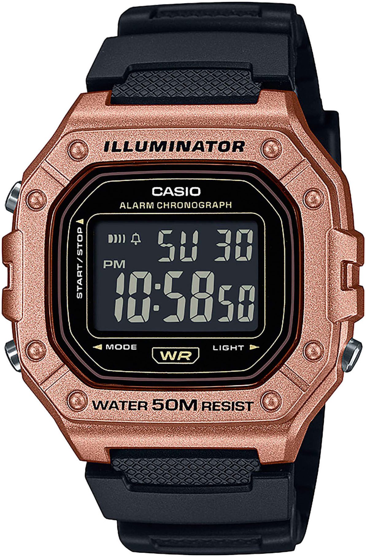 CASIO TIMELESS COLLECTION Chronograph W-218H-1AVEF, Quarzuhr, Armbanduhr, Herrenuhr, digital,autom. Kalender,Stoppfunktion