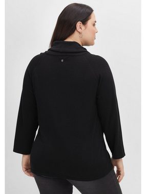 Sheego 3/4 Arm-Pullover Große Größen mit weitem Stehkragen