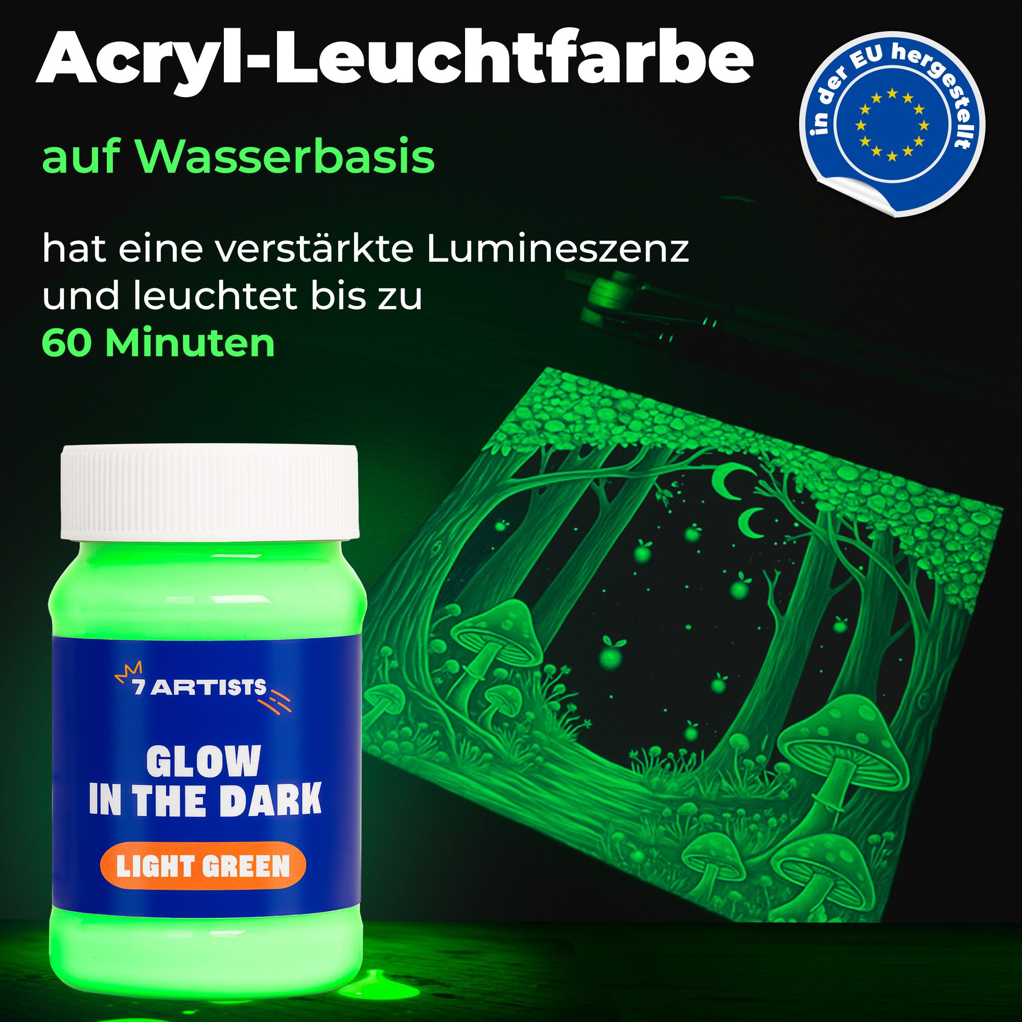 7 Artists Acrylfarbe 7 Artists Acrylfarbe Nachtleuchtend - Neon UV Farbe Wasserbasis 100 ml