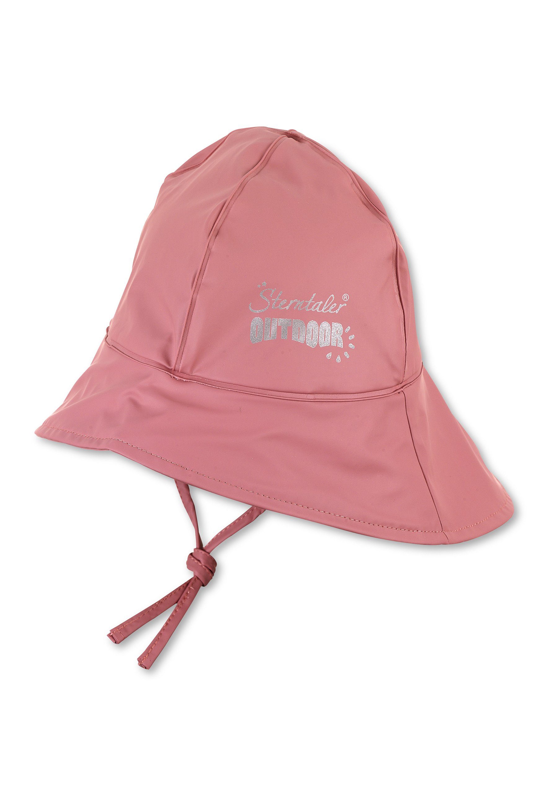 Unifarben (1-St., Beanie uni Sterntaler® Nackenschutz wasserdicht) und mit Wind- Kinder Regenmütze und Schirmmütze Bindeband rosé Regenhut