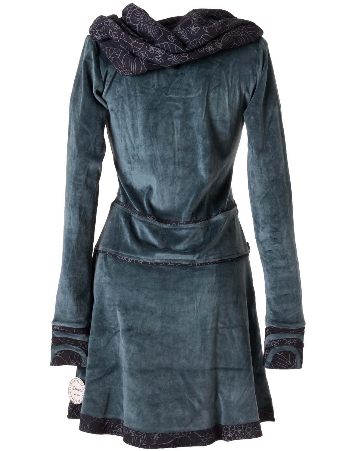 Vishes Midikleid Samtkleid warm mit großem Kapuzenkragen Ethno, Hippie, Goa günstig online kaufen