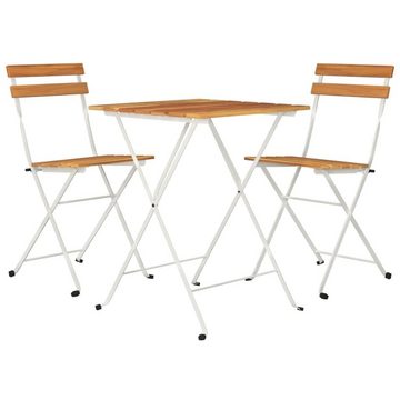 vidaXL Gartenlounge-Set 3-tlg. Bistro-Set Klappbar Massivholz Akazie und Stahl, (3-tlg)