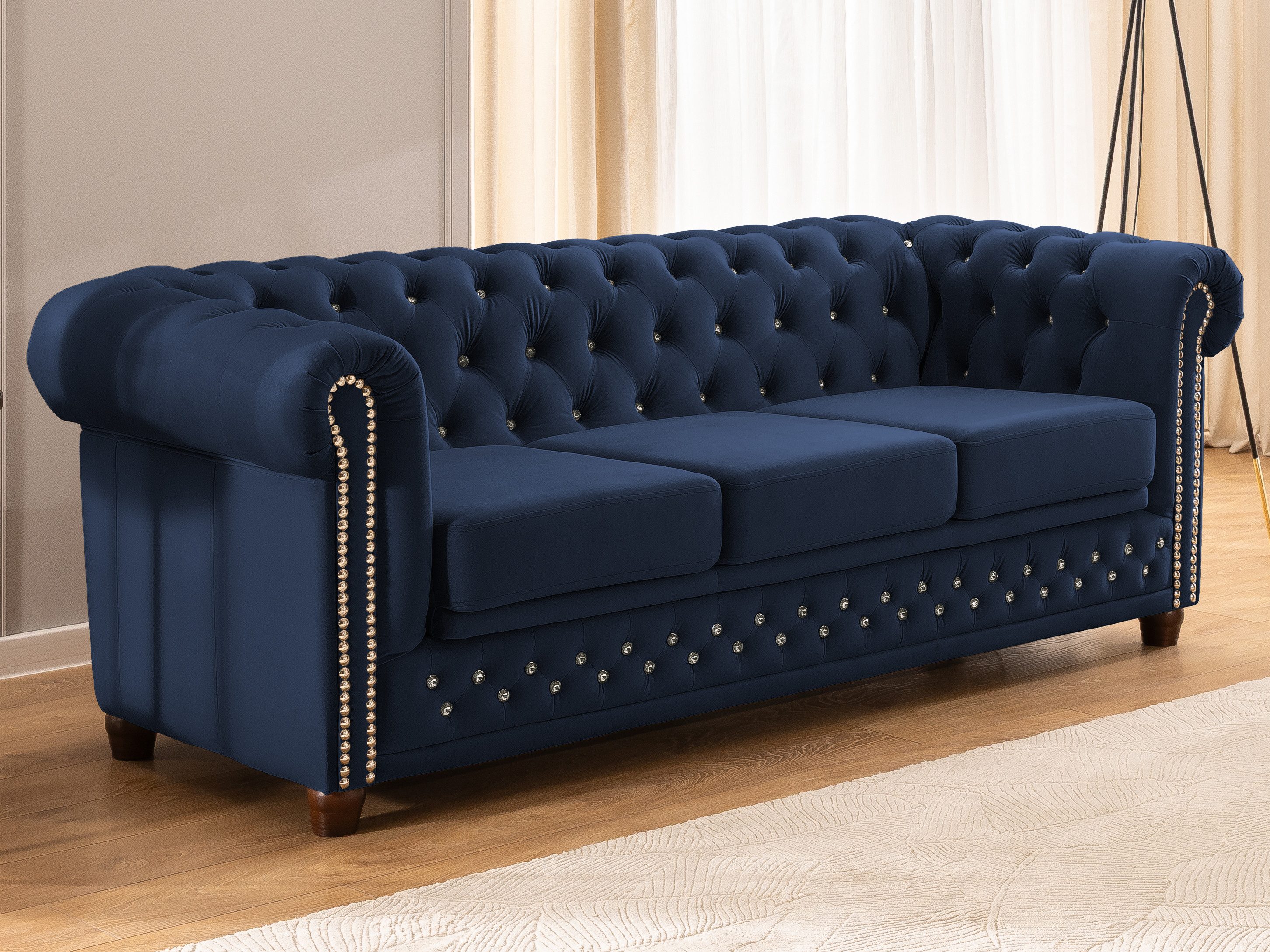 S-Style Möbel Chesterfield-Sofa 3-Sitzer mit Schlaffunktion günstig online kaufen