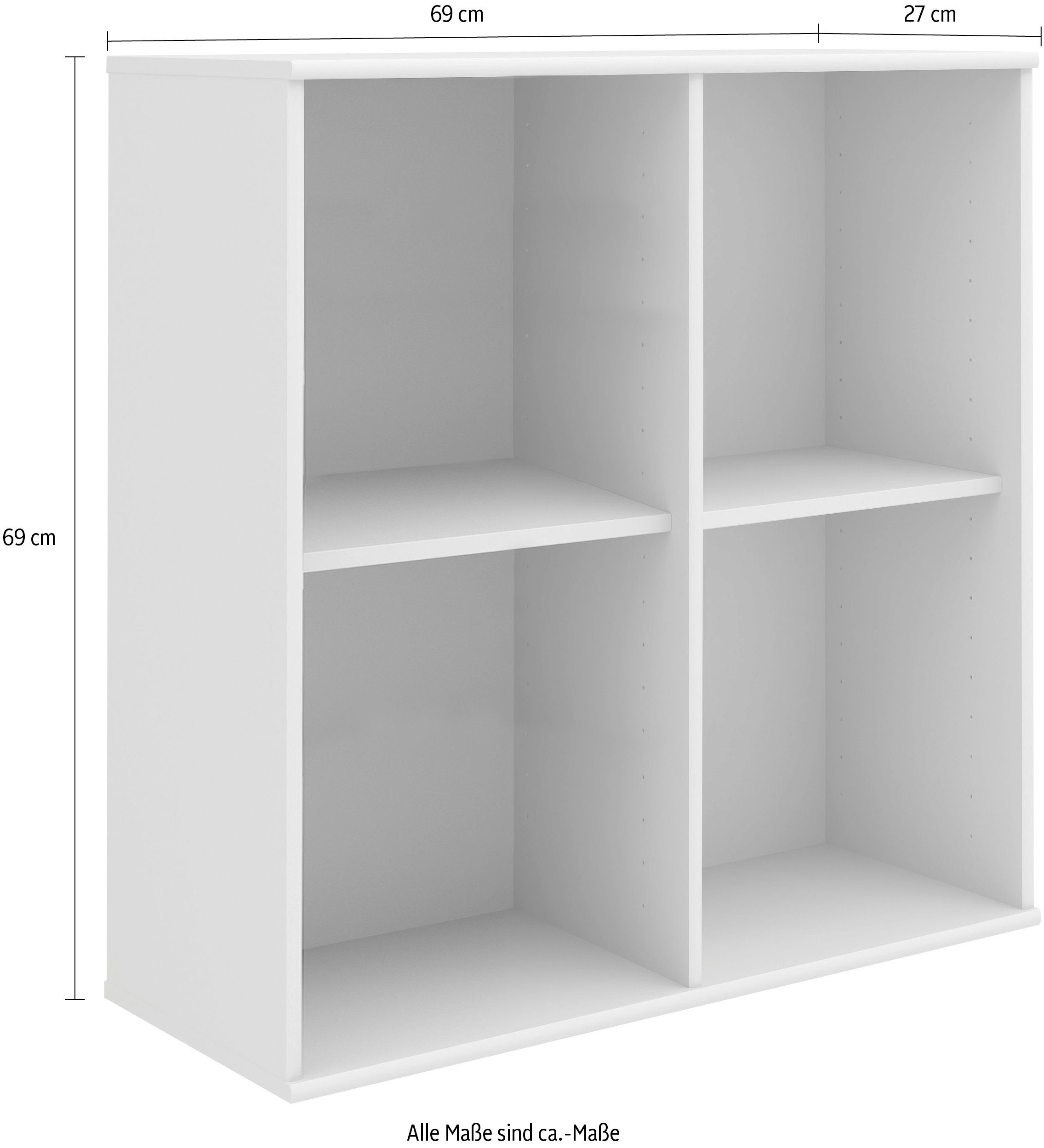 Furniture anpassungsbar Designmöbel cm. | 1-tlg., Wandregal, B:69 T:27 Weiss Hochwertig Hammel Kubus Wandmontage/Freistehend, Weiss Bücherregal Mistral 025, Hängeregal, cm,