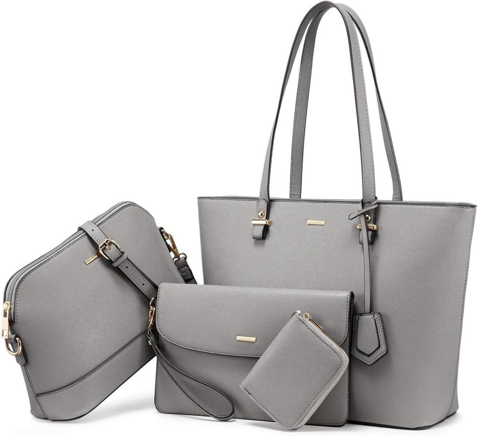 Handtasche Damen Handtasche Shopper Schultertasche Umhängetasche Geldbörse 4tlg
