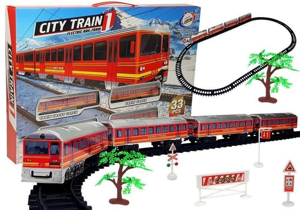 LEAN TOYS Spielzeugeisenbahn-Erweiterung LeanToys Bahnschiene Zug Batterie Gleise Spielzeugeisenbahn