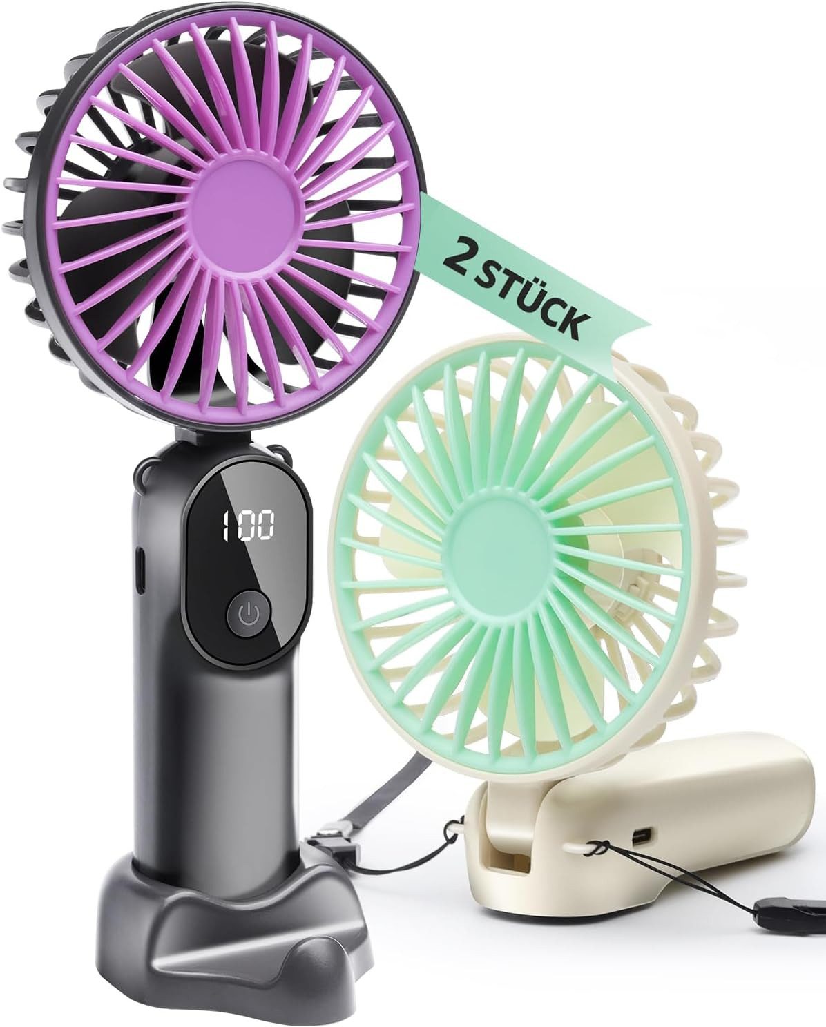 nsihing Handventilator Tragbarer Mini Ventilator mit 6 Geschwindigkeiten & LED-Anzeige