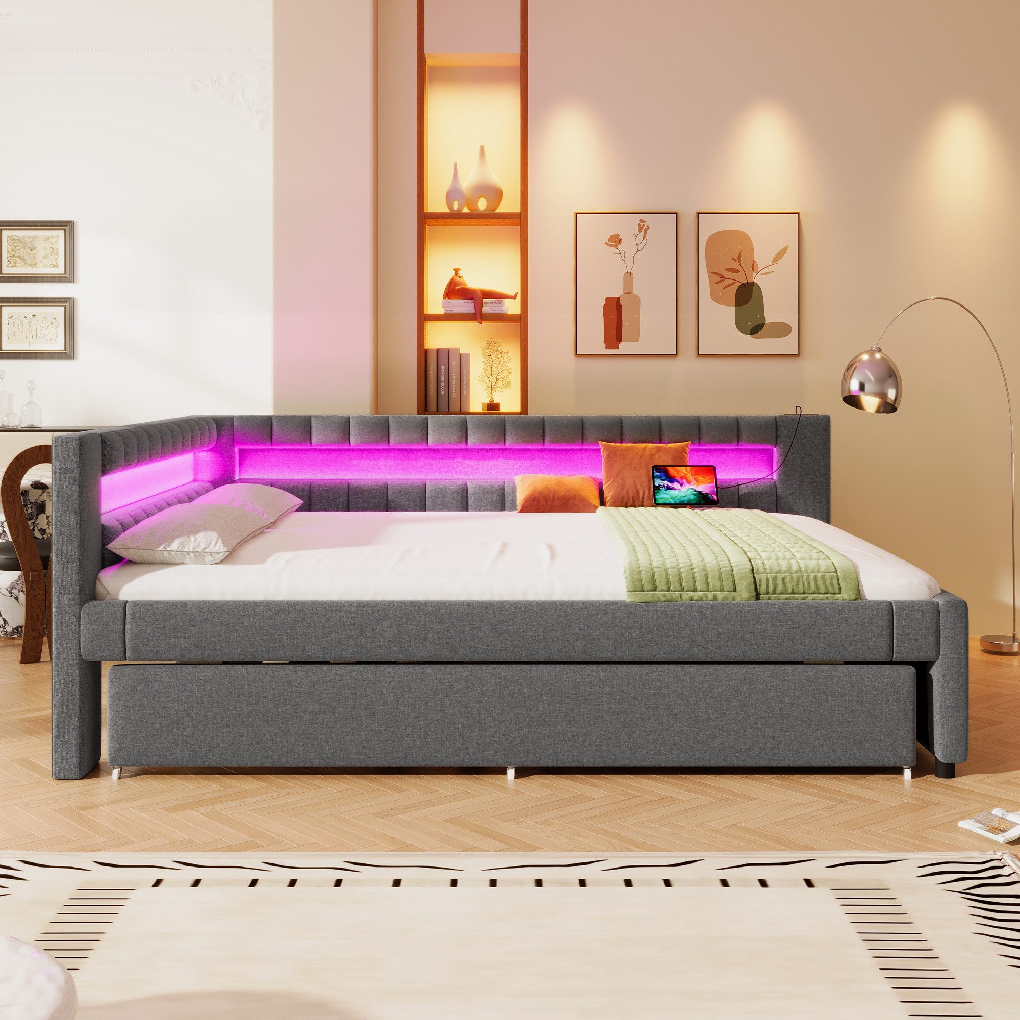 HAUSS SPOLE Schlafsofa 140x200 mit LED-Lichtleiste, günstig online kaufen