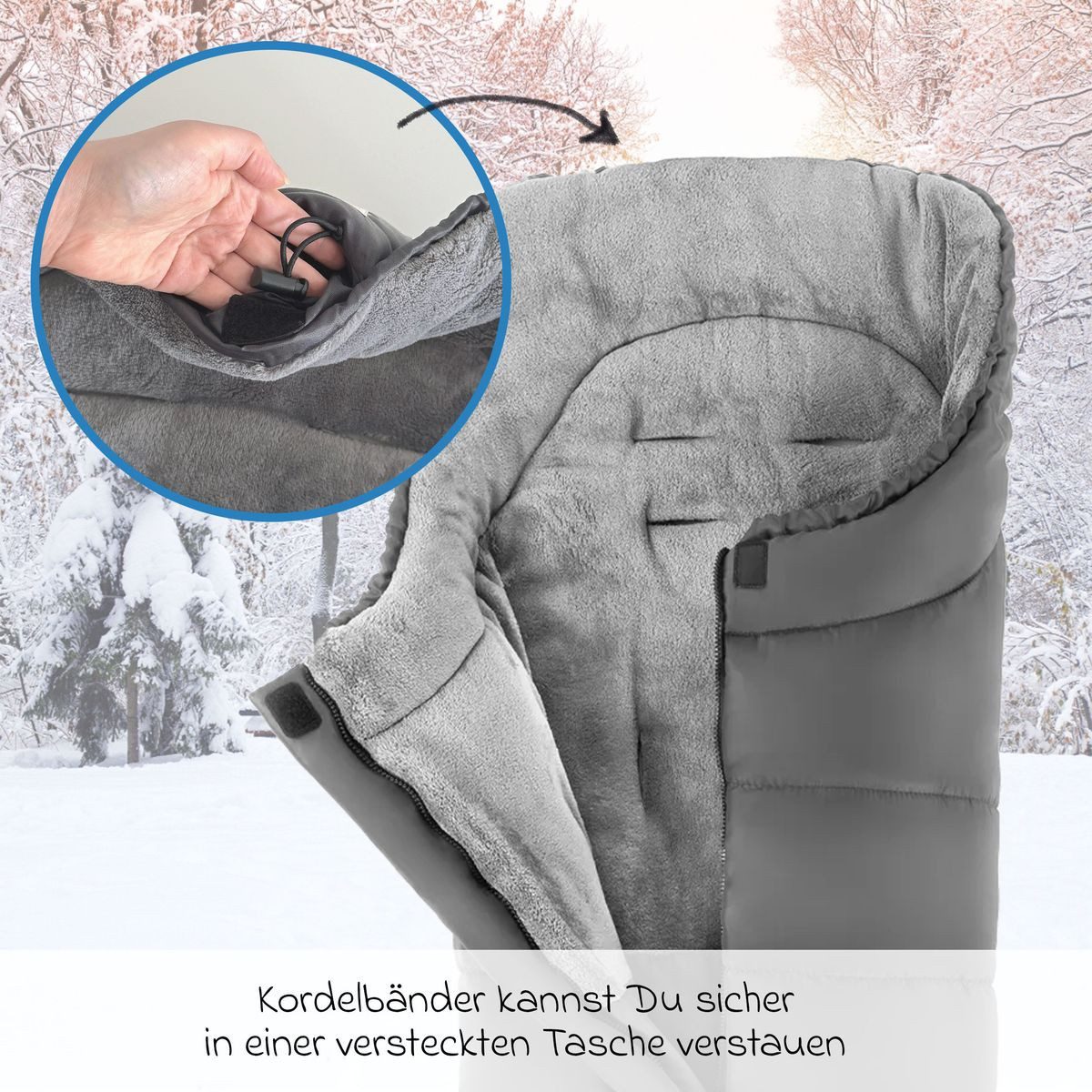 Zamboo Fußsack Grau, Universal Winter Fußsack z.B. für joie Buggy Kinderwagen Winterfußsack