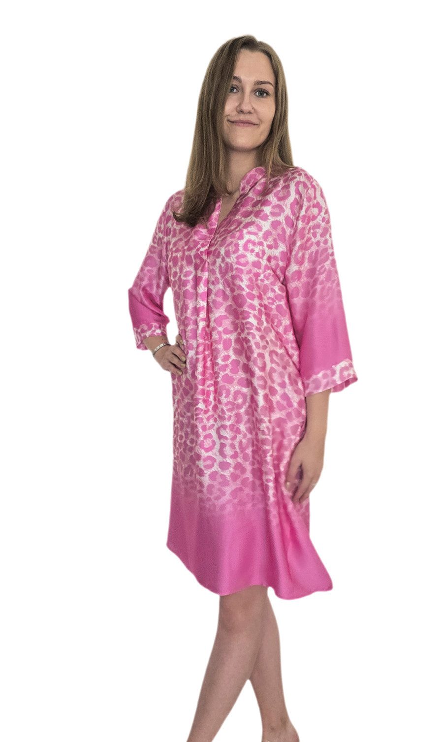 Pink Cherry Sommerkleid mit Leo-Muster / kurz und leicht