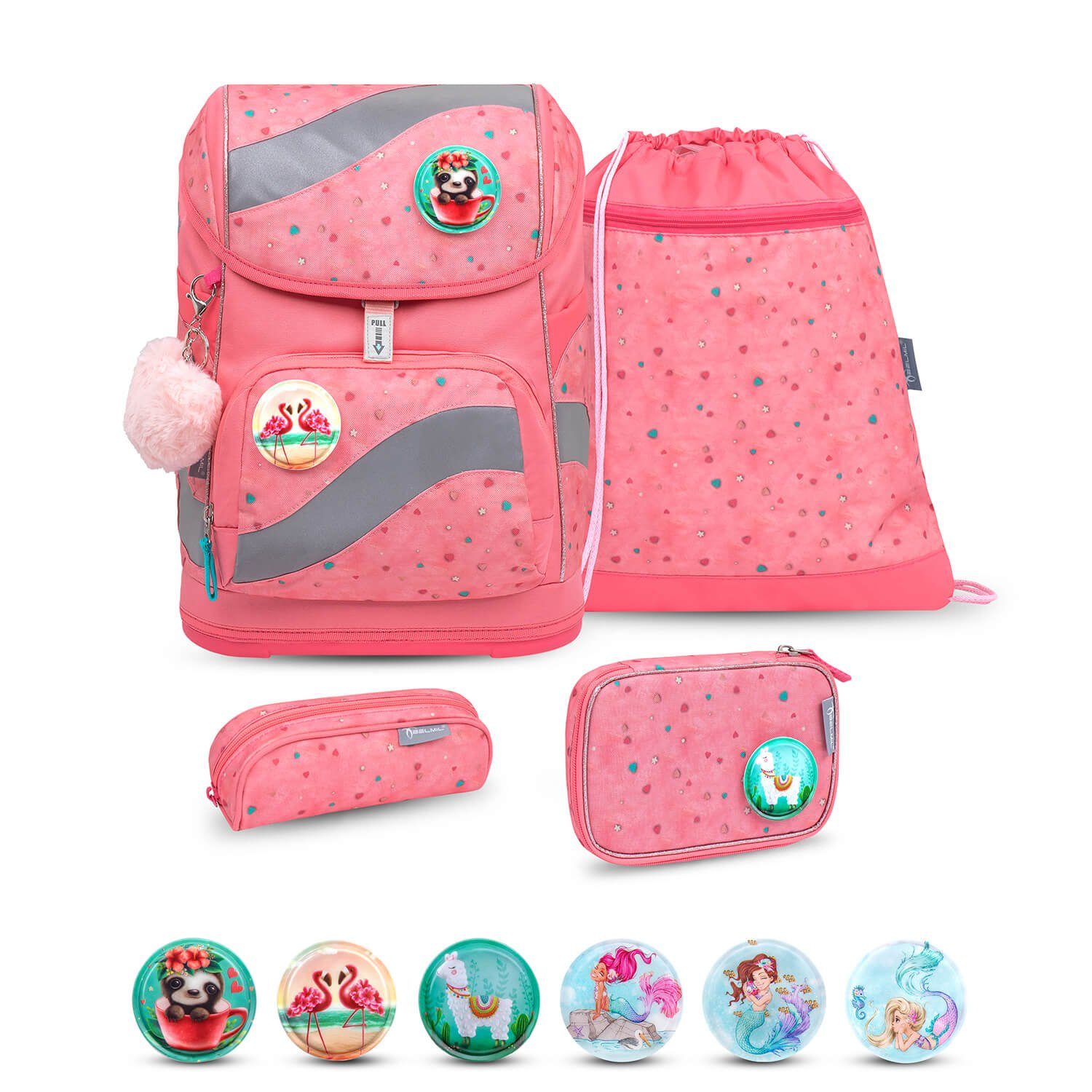 Belmil Rucksack Rucksack Smarty ergonomisches Schulranzen Set 5-teile Blue Bird Tasche