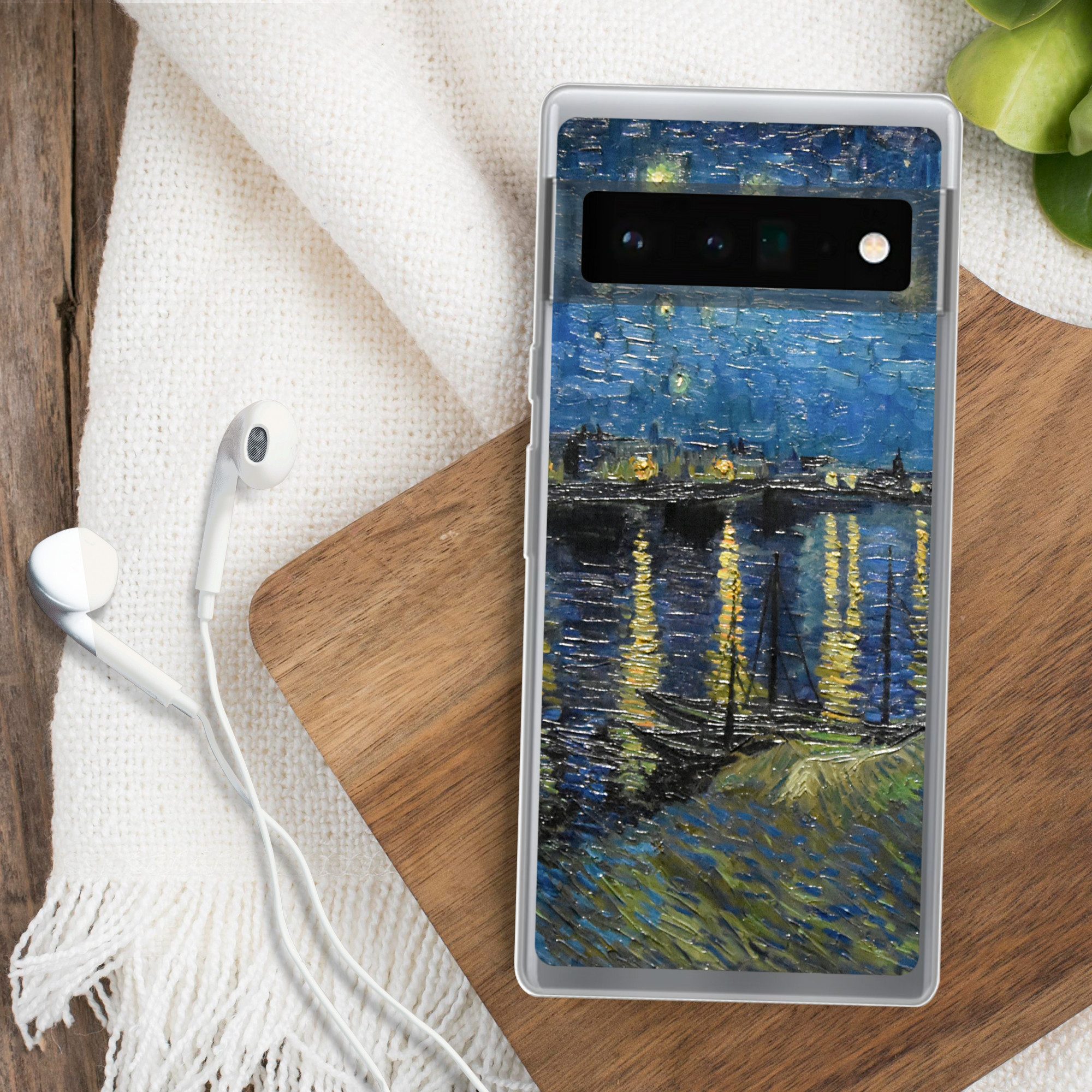 MuchoWow Handyhülle für Google Pixel 6 Pro Sternennacht über der Rhone - Van Gogh - Kunst, Handy Case, Silikon, Bumper Case Dünn